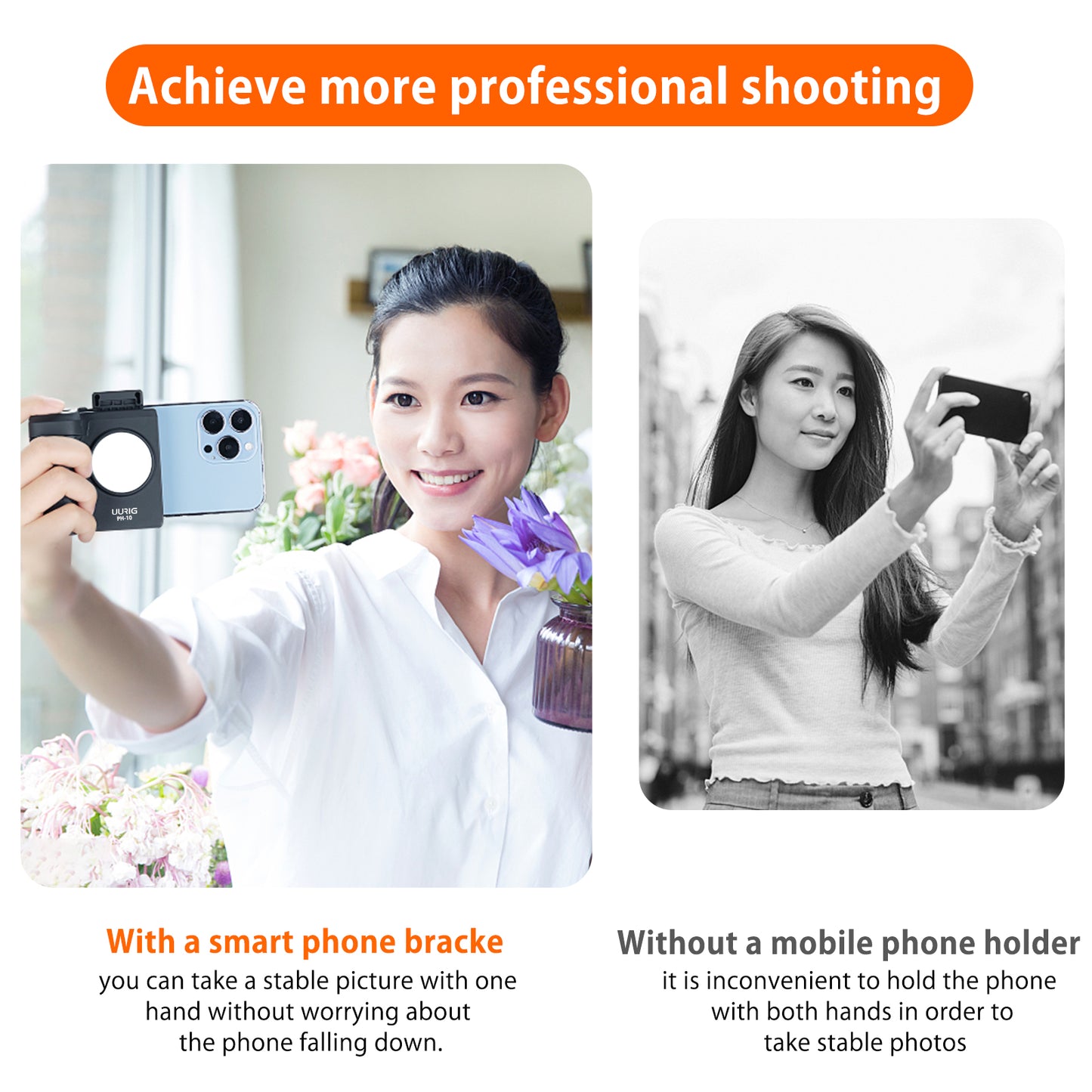 UURIG PH-10 Smartphone Camera Shutter Remote Handle Grip with LED light