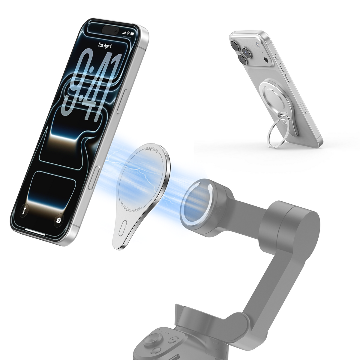 VRIG CA-04 OM Magnetic Mount Phone Holder Clamp for DJI Osmo Mobile 8P/8/7P/6/5/4