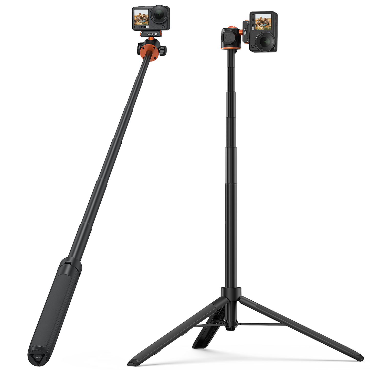 VRIG AC-71 55" Action Camera Selfie Stick Tripod for DJI Osmo Action 6/ Osmo Nano