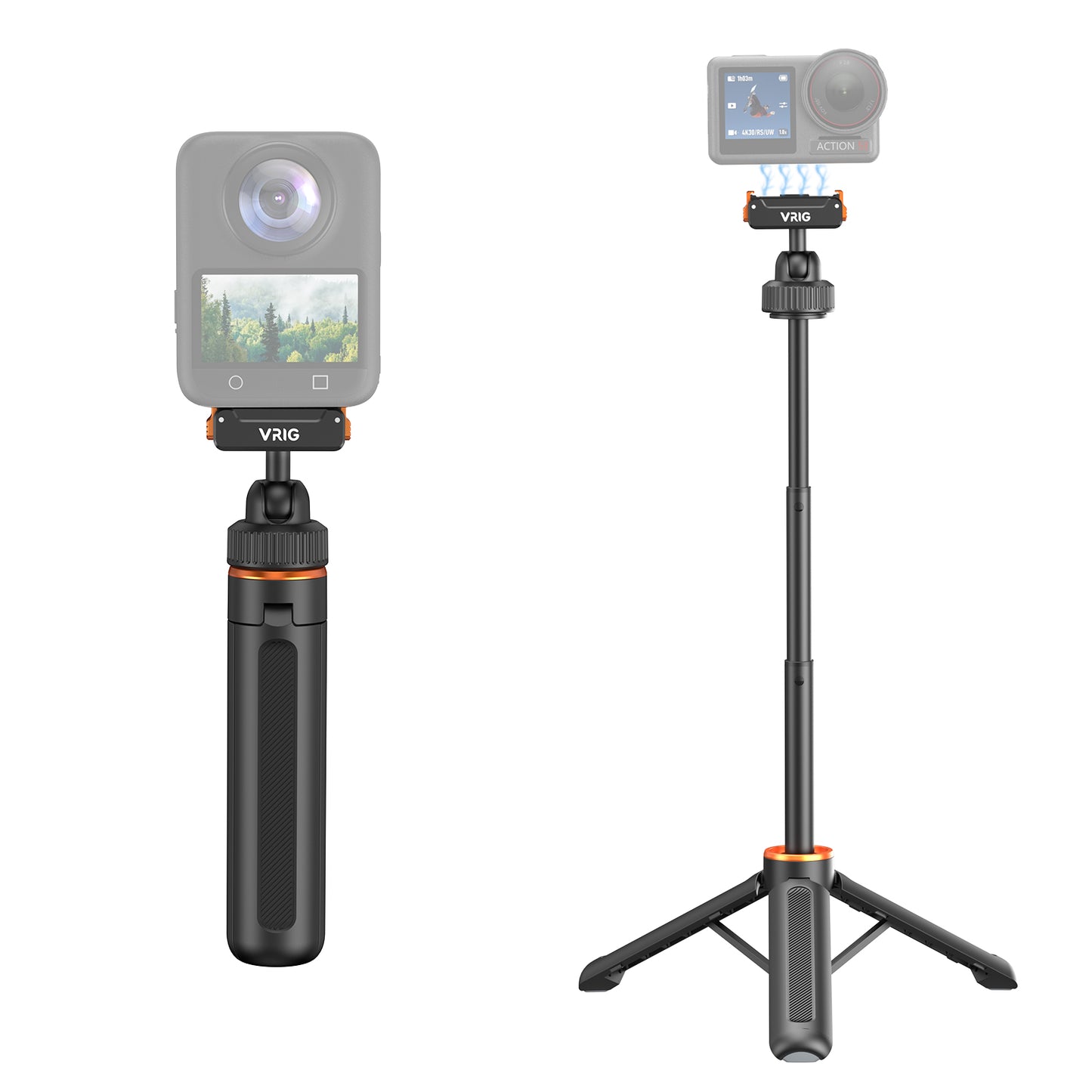 VRIG AC-79 40cm/15.7" Telescopic Selfie Stick Tripod for DJI Osmo Action 5 Pro/ 4/ Osmo 360