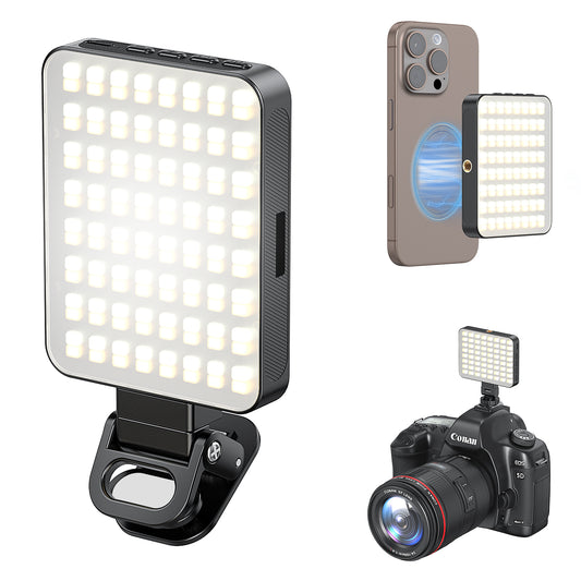 VRIG Magnetic Selfie Light, 128 LED Phone Light with Metal Cold Shoe & Clip, Rechargeable 360° 3 Color Modes Fill Light for Phone Android Camera iPad Laptop for Makeup TikTok Selfie Vlog