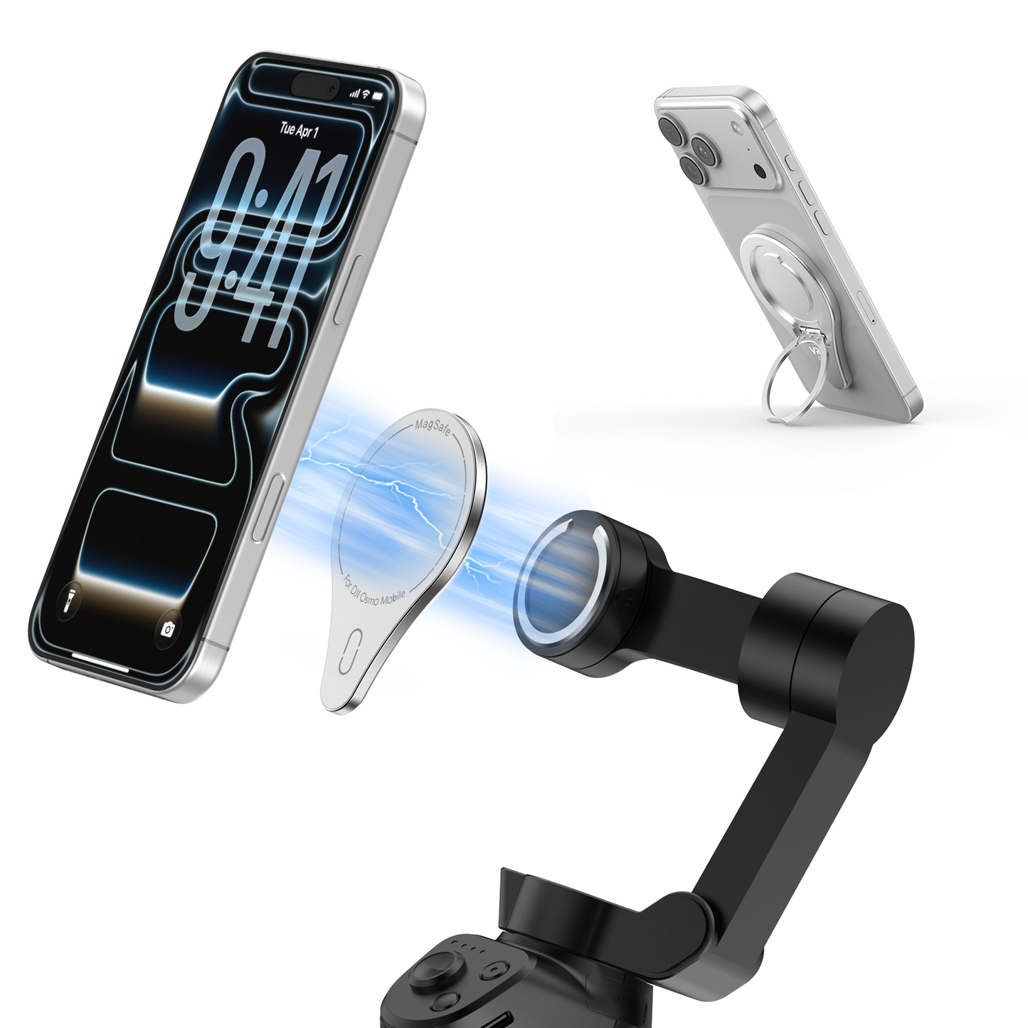 VRIG CA-04 OM Magnetic Mount Phone Holder Clamp for DJI Osmo Mobile 8P/8/7P/6/5/4