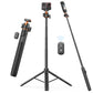 VRIG AC-104S 55" Magnetic Selfie Stick Tripod for Insta360 X5 ACE Pro 2 with Remote Controller,Extension Rod Quick Release Table Desk Portable Handle Grip Stand with Cold Shoe for Insta360 X5/X4 Air/ACE PRO