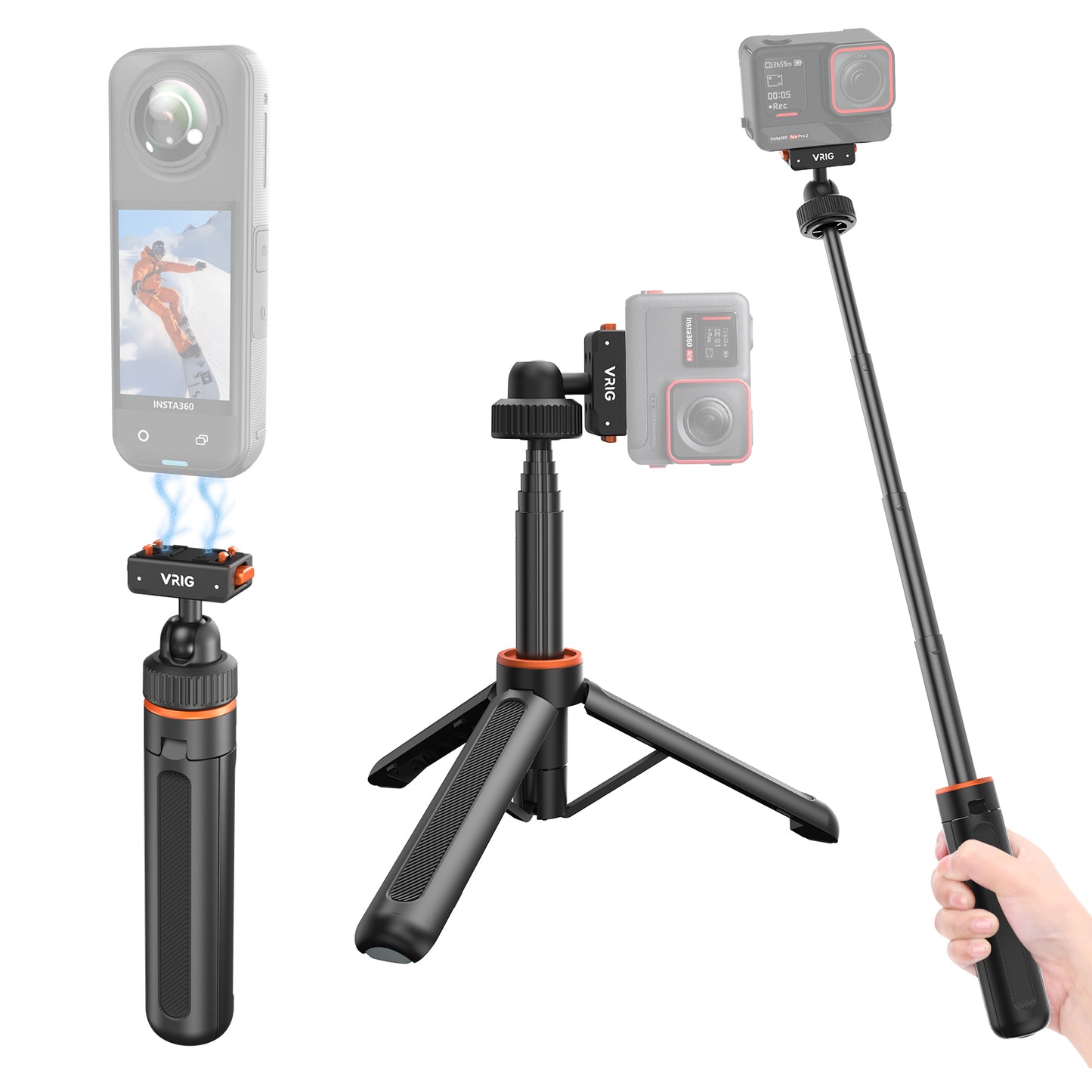 VRIG AC-78 15.9" X5 Extended Mini Camera Tripod for Insta360 Ace Pro2