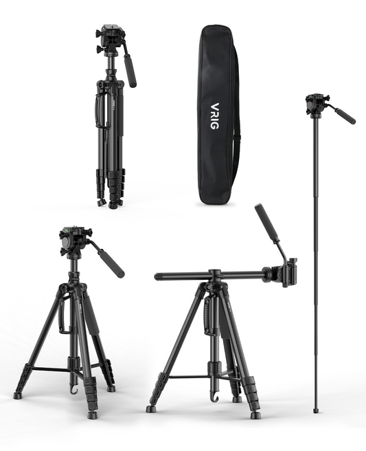 VRIG TP-34 Camera Tripod, 195cm, Video Camera Tripod, DSLR Tripod, Aluminum