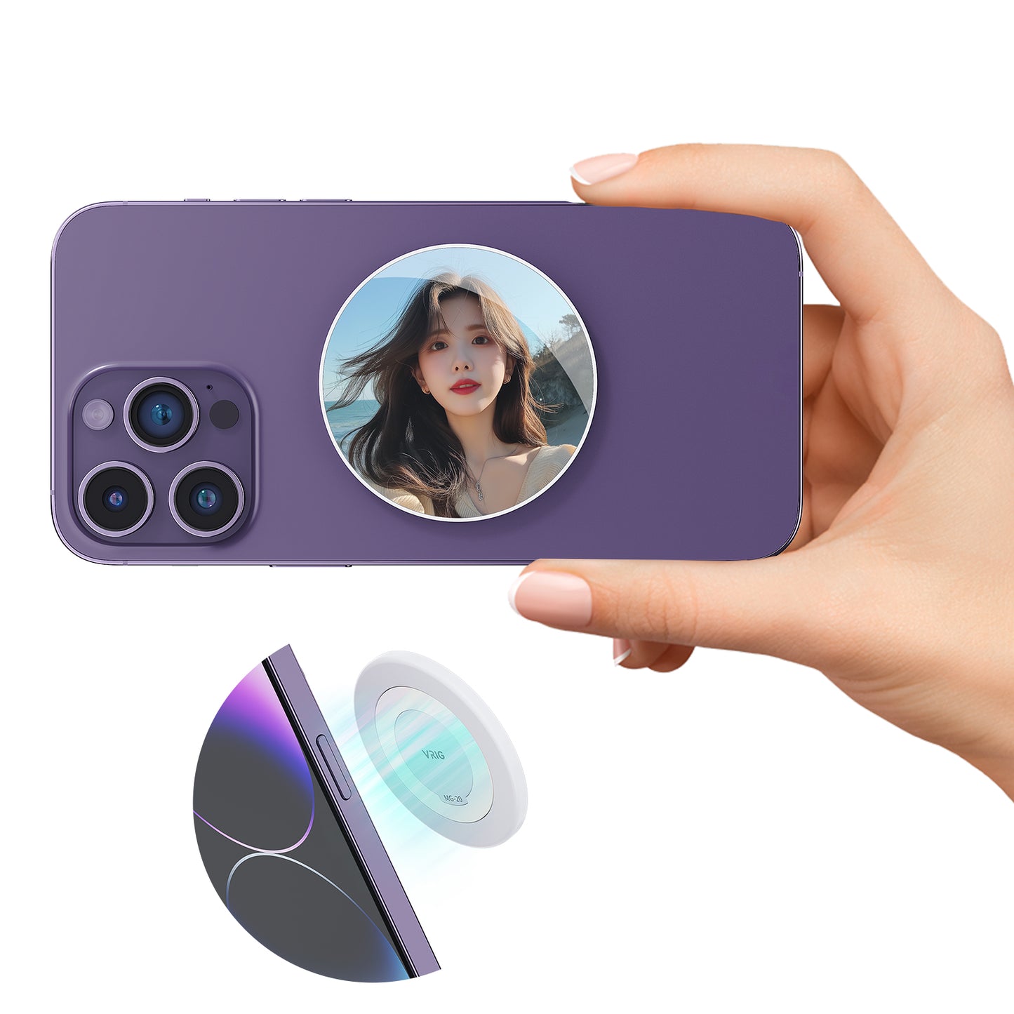 VRIG MG-20 2.2" Magnetic Selfie Mirror for Back Camera