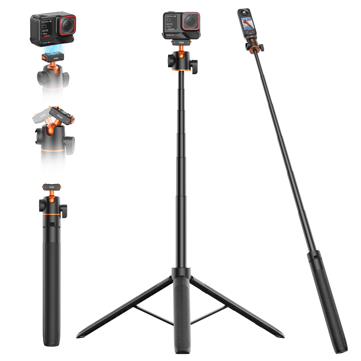 VRIG AC-104 2-in-1 Tripod for Insta 360 Ace Pro 2 with Quick Release Adapter Mount