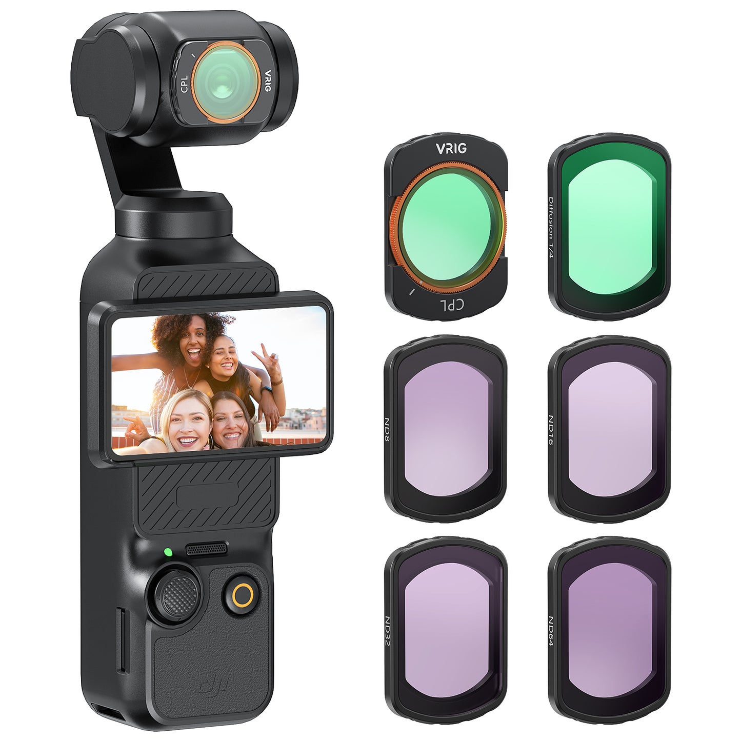 VRIG FT-04 HD CPL 1/4 ND8 ND16 ND32 ND64 Filter Set Compatible with DJI Osmo Pocket 3(6Pack）