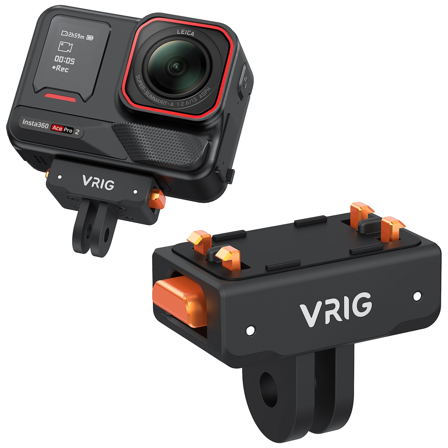 VRIG AC-43 Magnetic Quick Release Mount for Insta 360 Ace/Ace Pro 2/ X5/ X4 Air, Quick & Convenient, 2-Prong Camera Mount for Tripod, Neck Mounts, for POV/VLOG