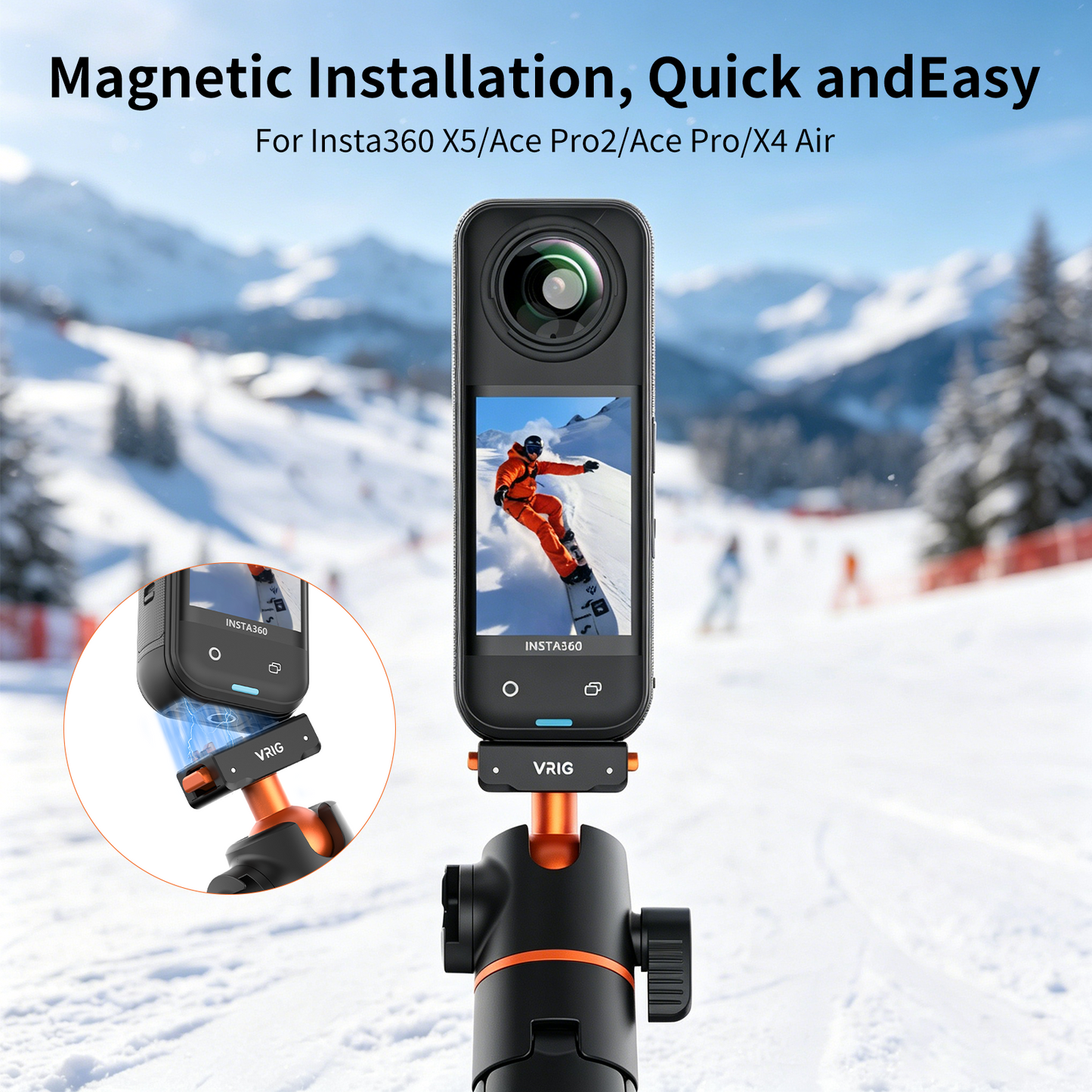 VRIG AC-104 2-in-1 Tripod for Insta 360 Ace Pro 2 with Quick Release Adapter Mount