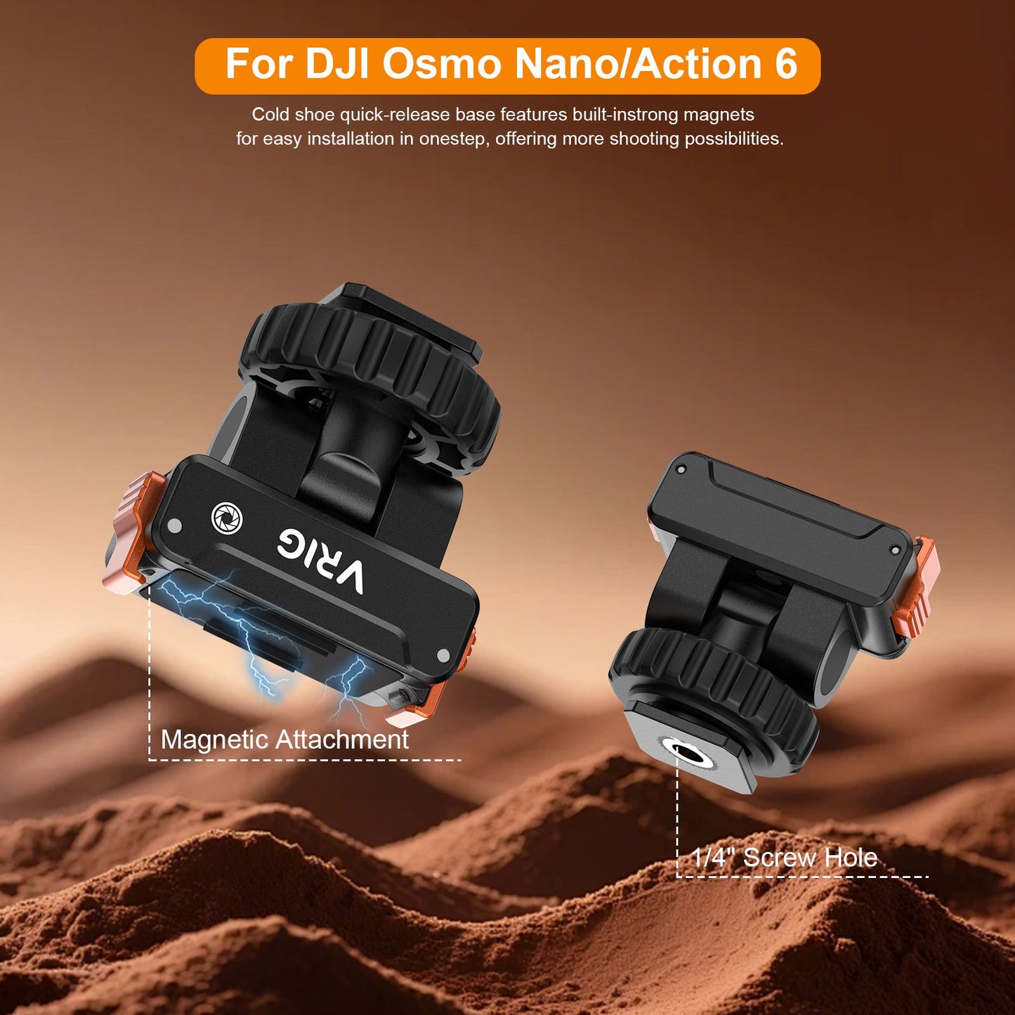 VRIG AC-68 Magnetic Quick Release Mount for DJI Osmo Action 6 / Osmo Nano