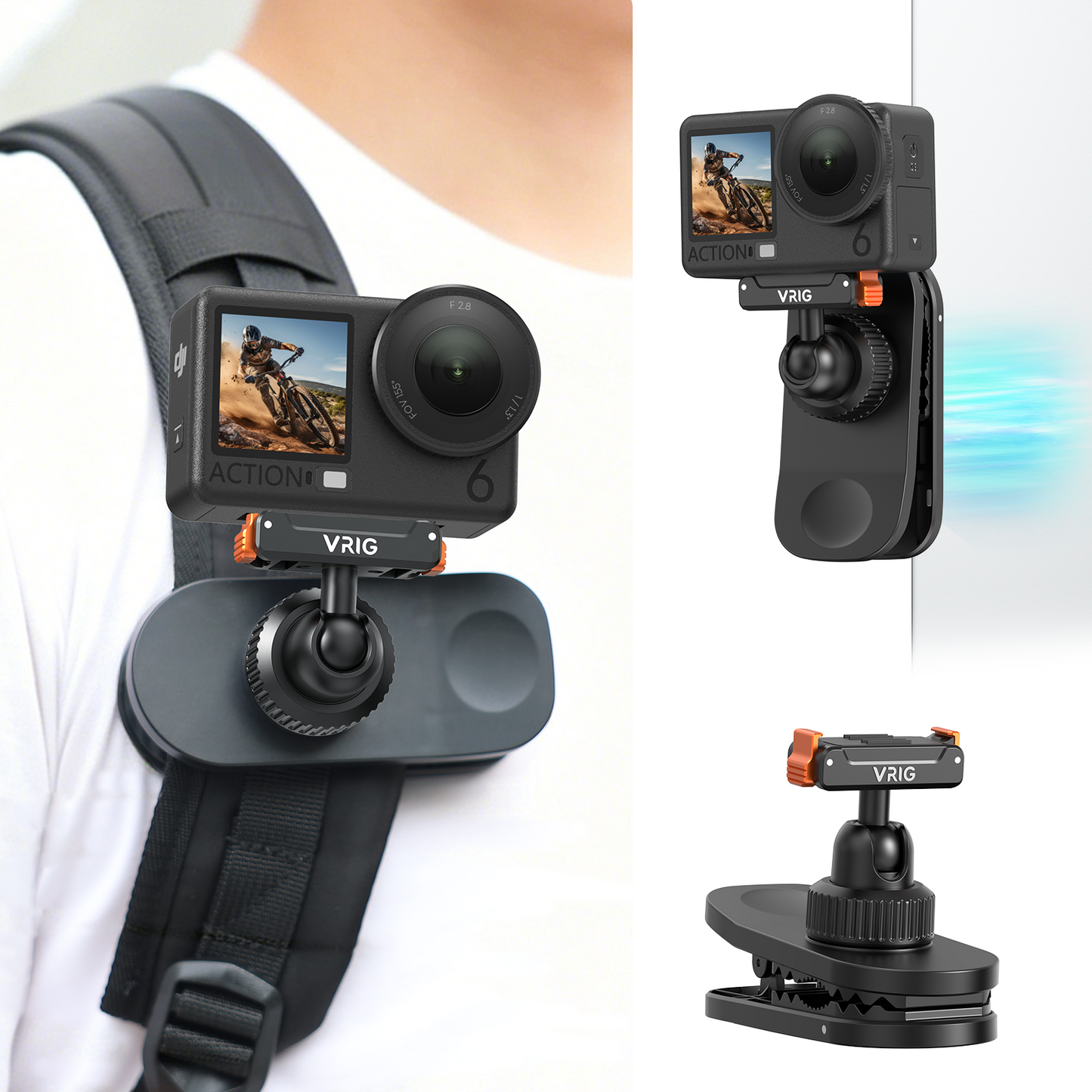 VRIG AC-99 Magnetic Backpack Mount for DJI Osmo Action 6/5/4/3,Osmo 360,Osmo Nano