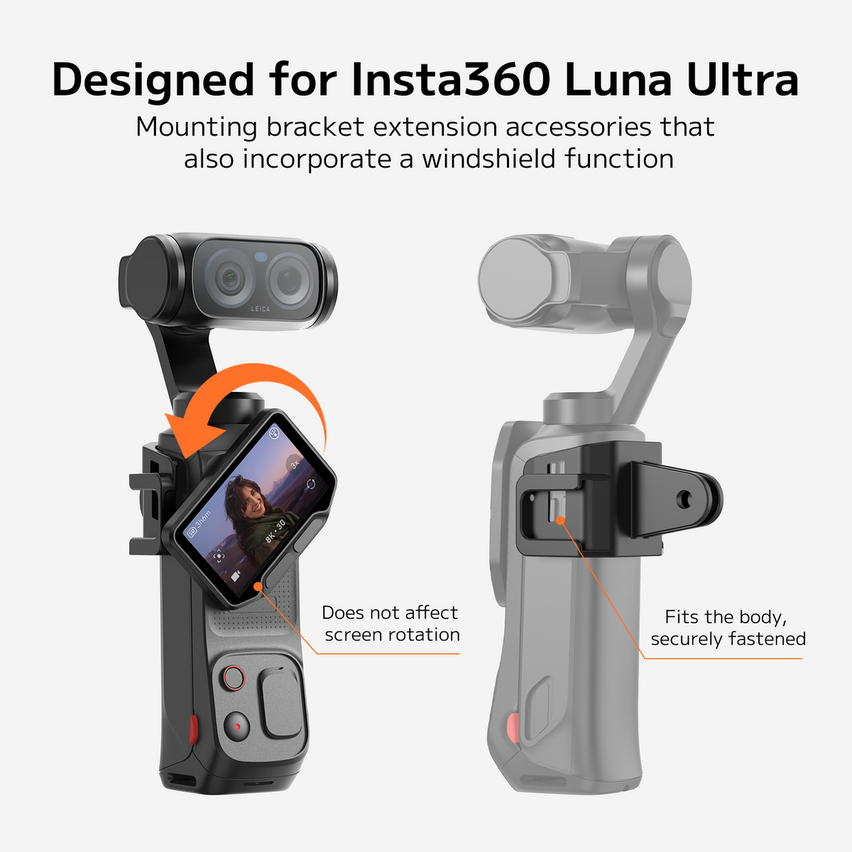 VRIG AC-127 Wind Guard Adapter for Insta360 Luna Ultra, Quick-Release Accessories