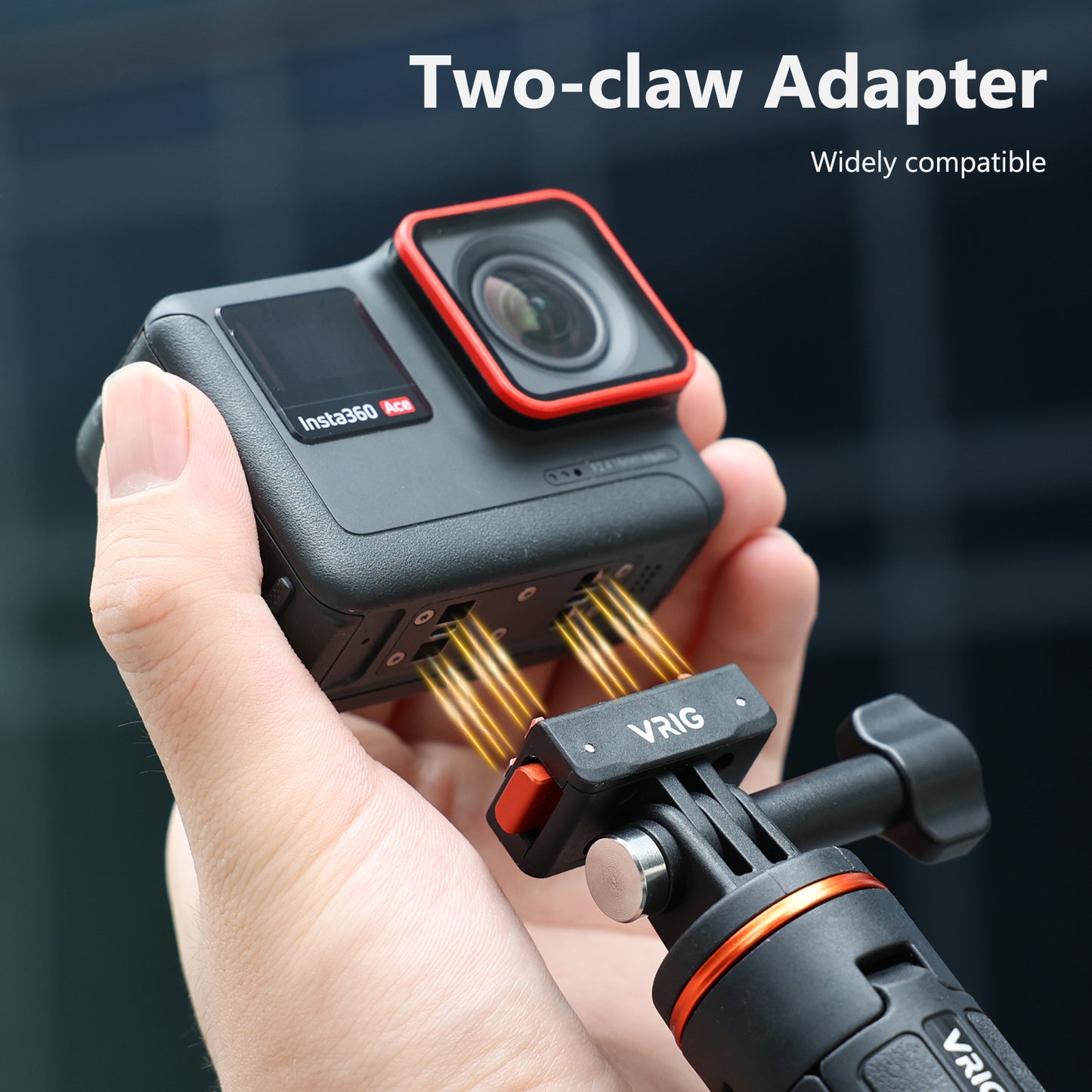 VRIG AC-43 Magnetic Quick Release Mount for Insta 360 Ace/Ace Pro 2/ X5/ X4 Air, Quick & Convenient, 2-Prong Camera Mount for Tripod, Neck Mounts, for POV/VLOG