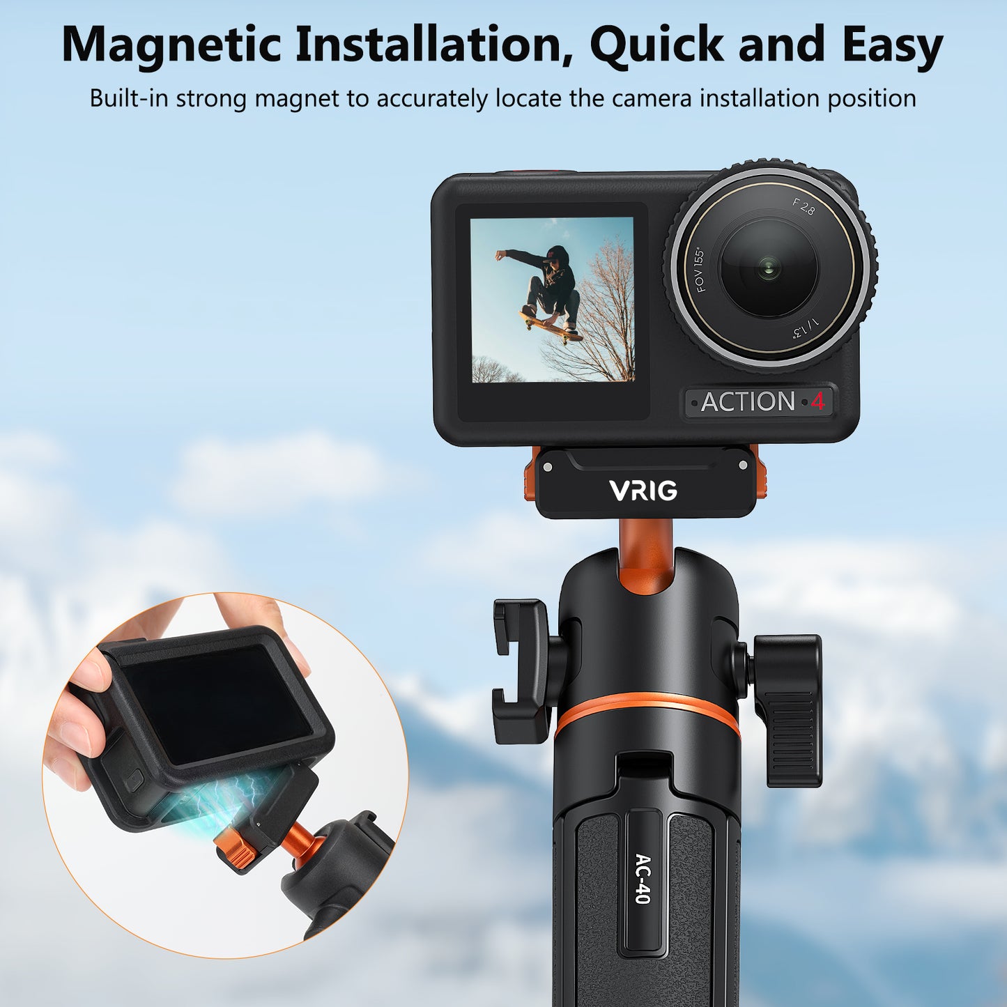 VRIG AC-40 Action 5 Pro 21" Magnetic Tripod Accessories