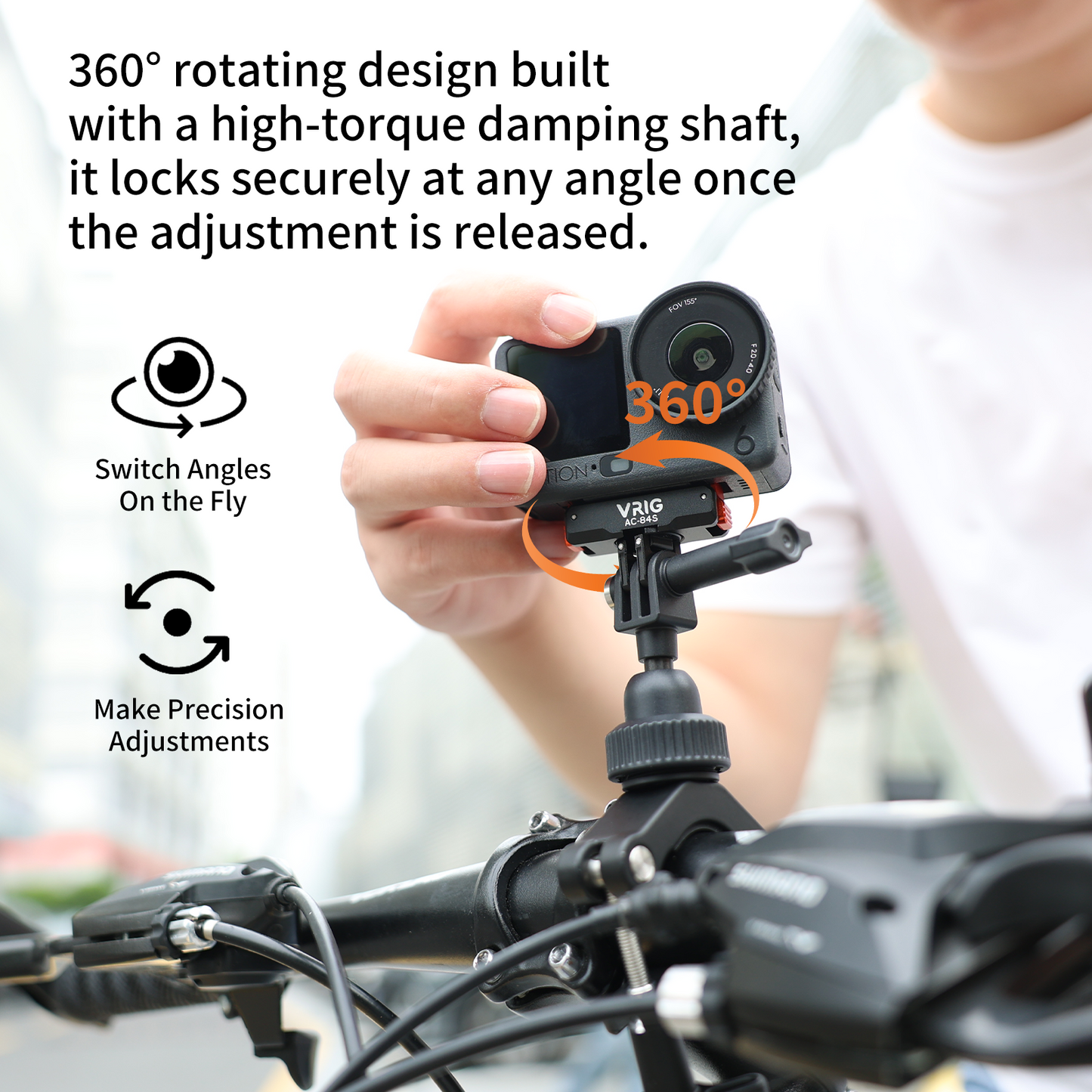 VRIG AC-84S 360° Magnetic Quick Release Mount for DJI Osmo Action6,Action5,Action4,Osmo Nano,Osmo 360,Aluminum Base Bracket with 1/4" Screw & Foldable Dual-Claws for Chest Mount,Tripod, Selfie Stick