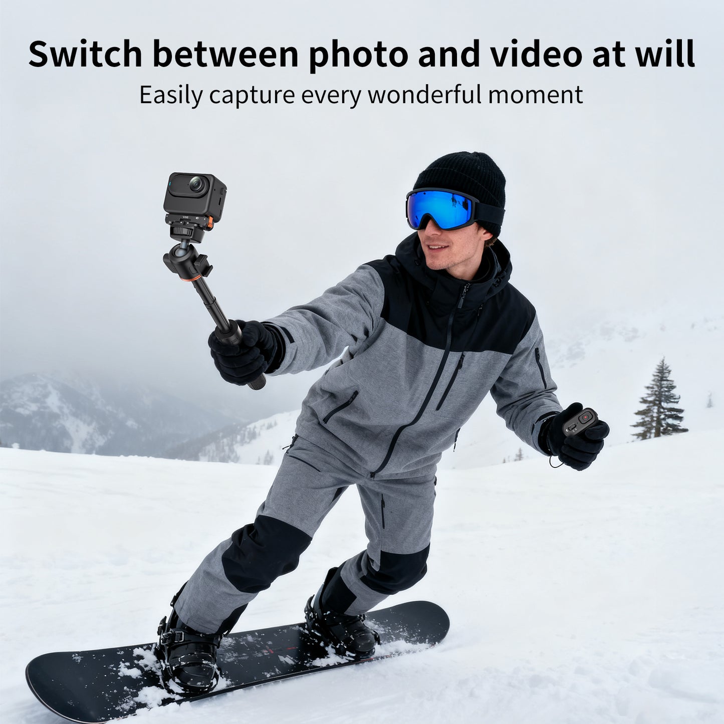 VRIG Bluetooth Remote Control Compatible with Insta 360 X5/X4/Ace Pro/Ace Pro 2/Go 3s, Action Camera Wireless Shutter Controller for Vlogging, Cycling