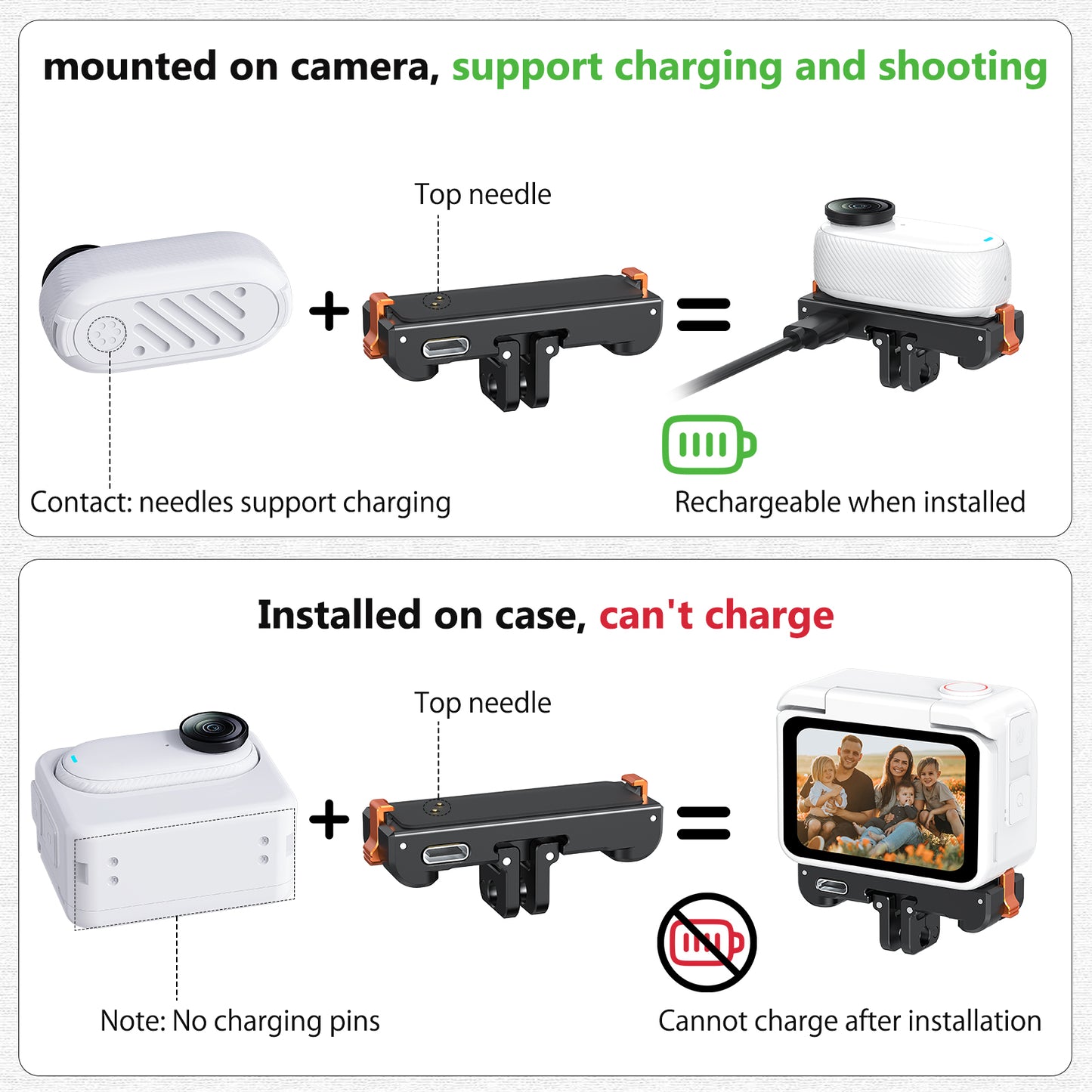 VRIG AC-39 Magnetic Quick Release Mount with Charging Port for Insta 360 GO 3 / GO 3S