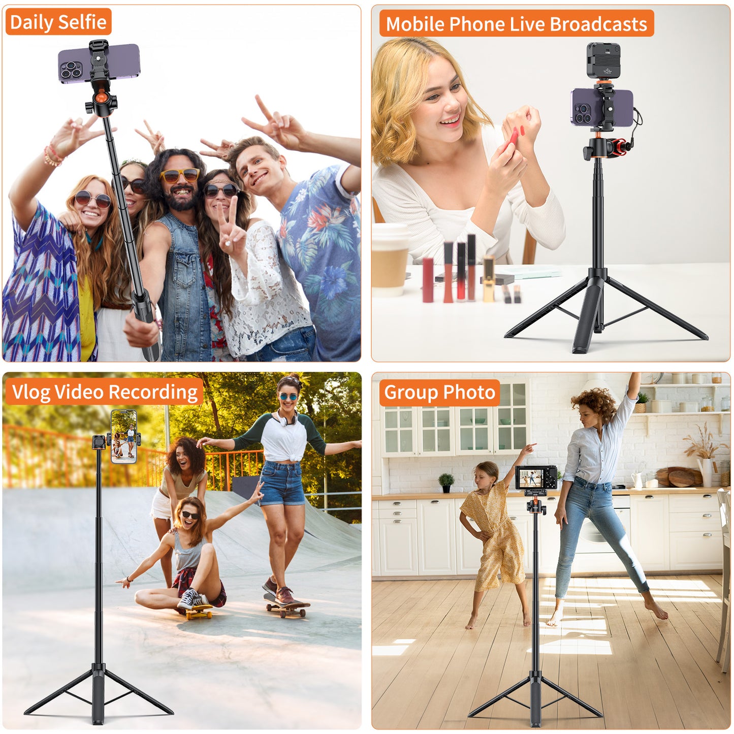 VRIG TP-16  55" Selfie Stick Tripod with Hidden Phone Holder