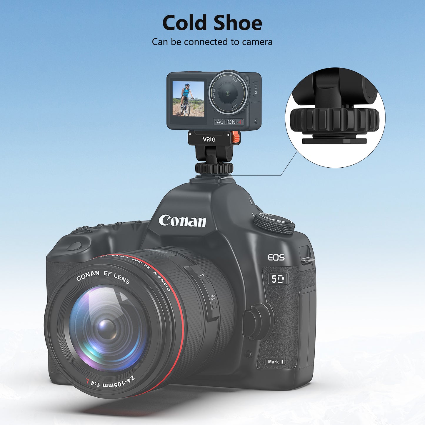 VRIG AC-36 Cold Shoe Action Camera Magnetic Quick Mount Holder for DJI OSMO Action 5Pro,