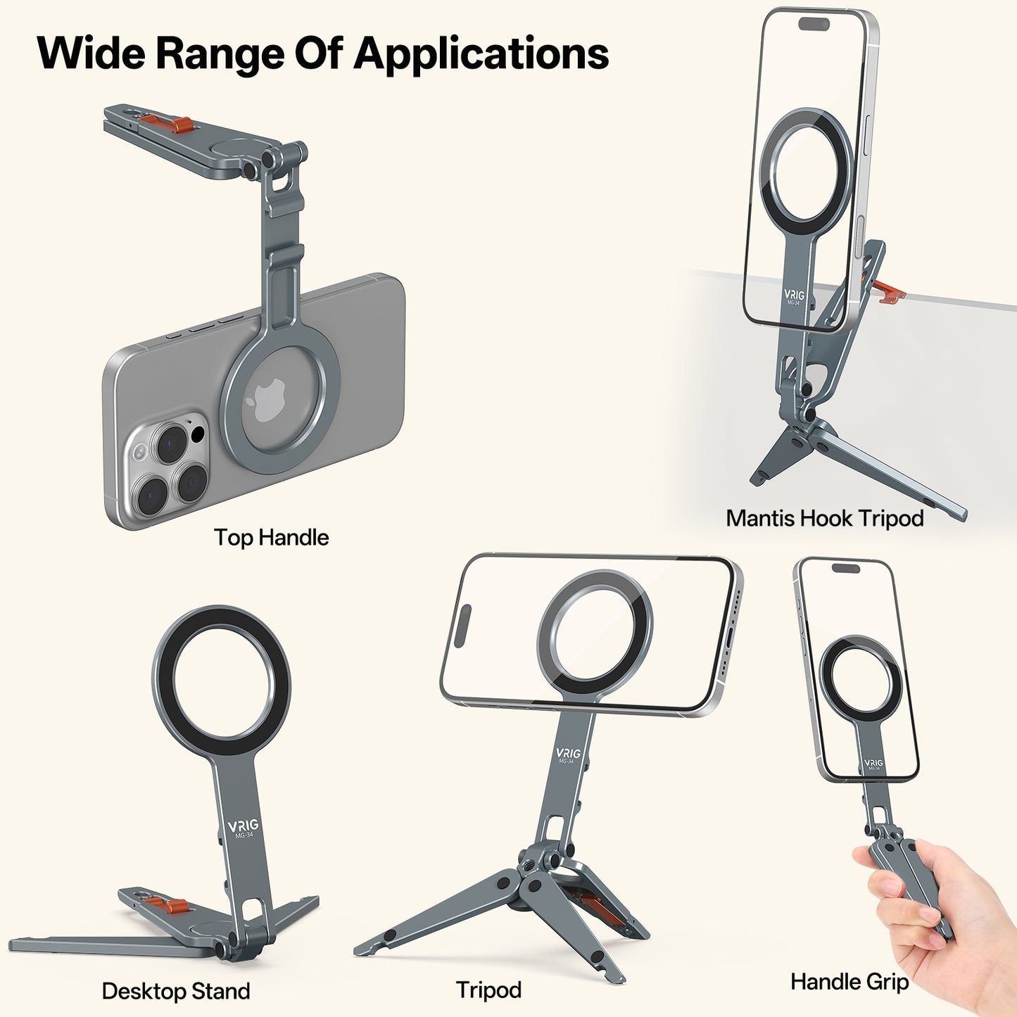 VRIG MG-34 Magnetic Phone Tripod Stand for iPhone