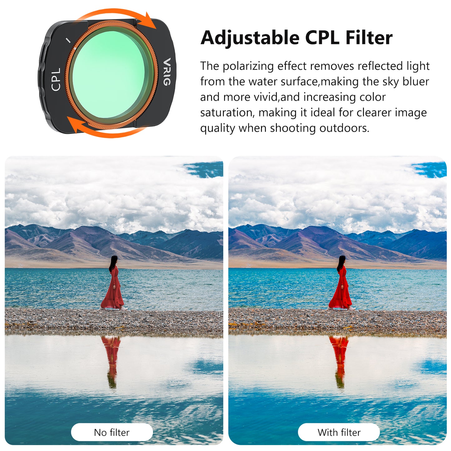 VRIG FT-04 HD CPL 1/4 ND8 ND16 ND32 ND64 Filter Set Compatible with DJI Osmo Pocket 3(6Pack）