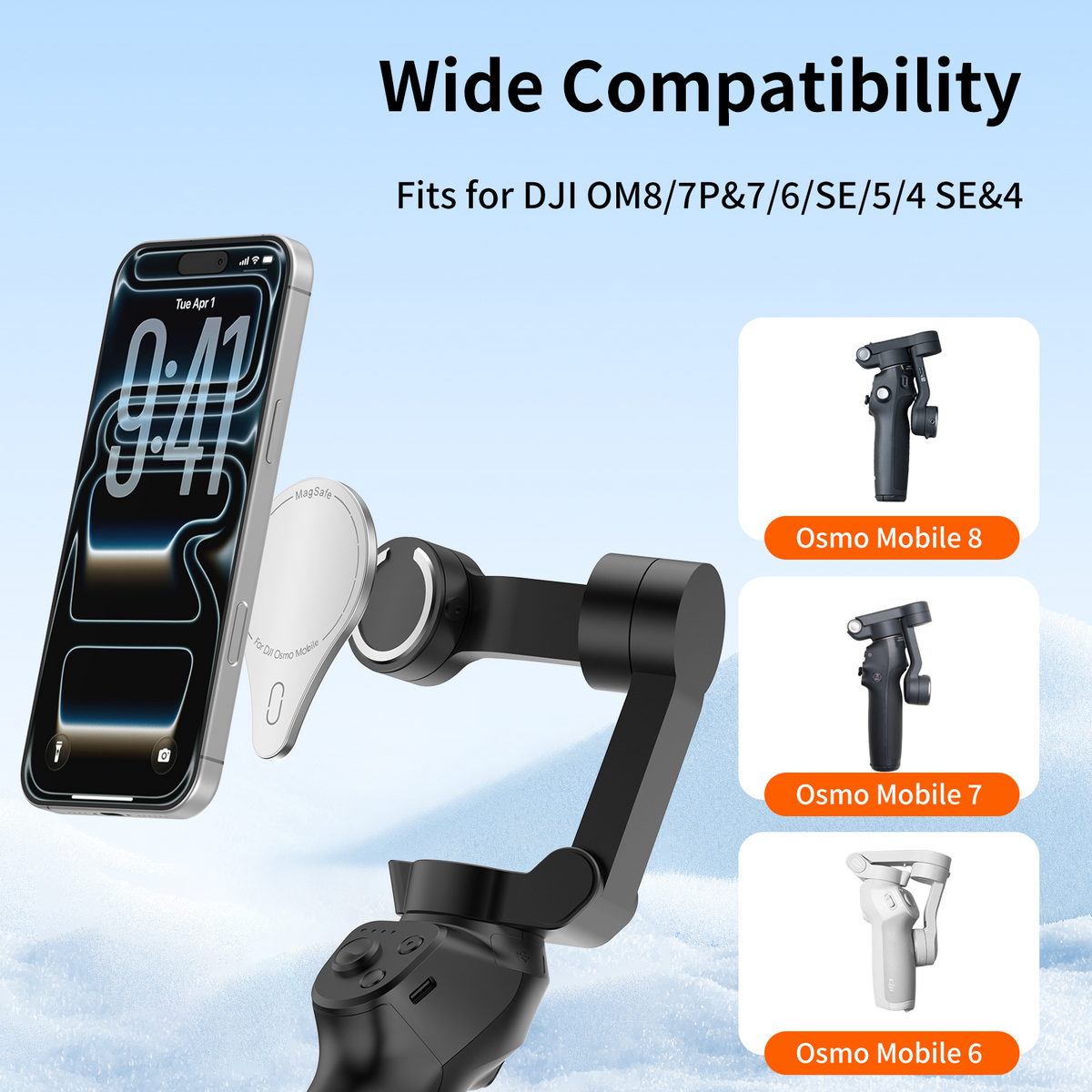 VRIG CA-04 OM Magnetic Mount Phone Holder Clamp for DJI Osmo Mobile 8P/8/7P/6/5/4
