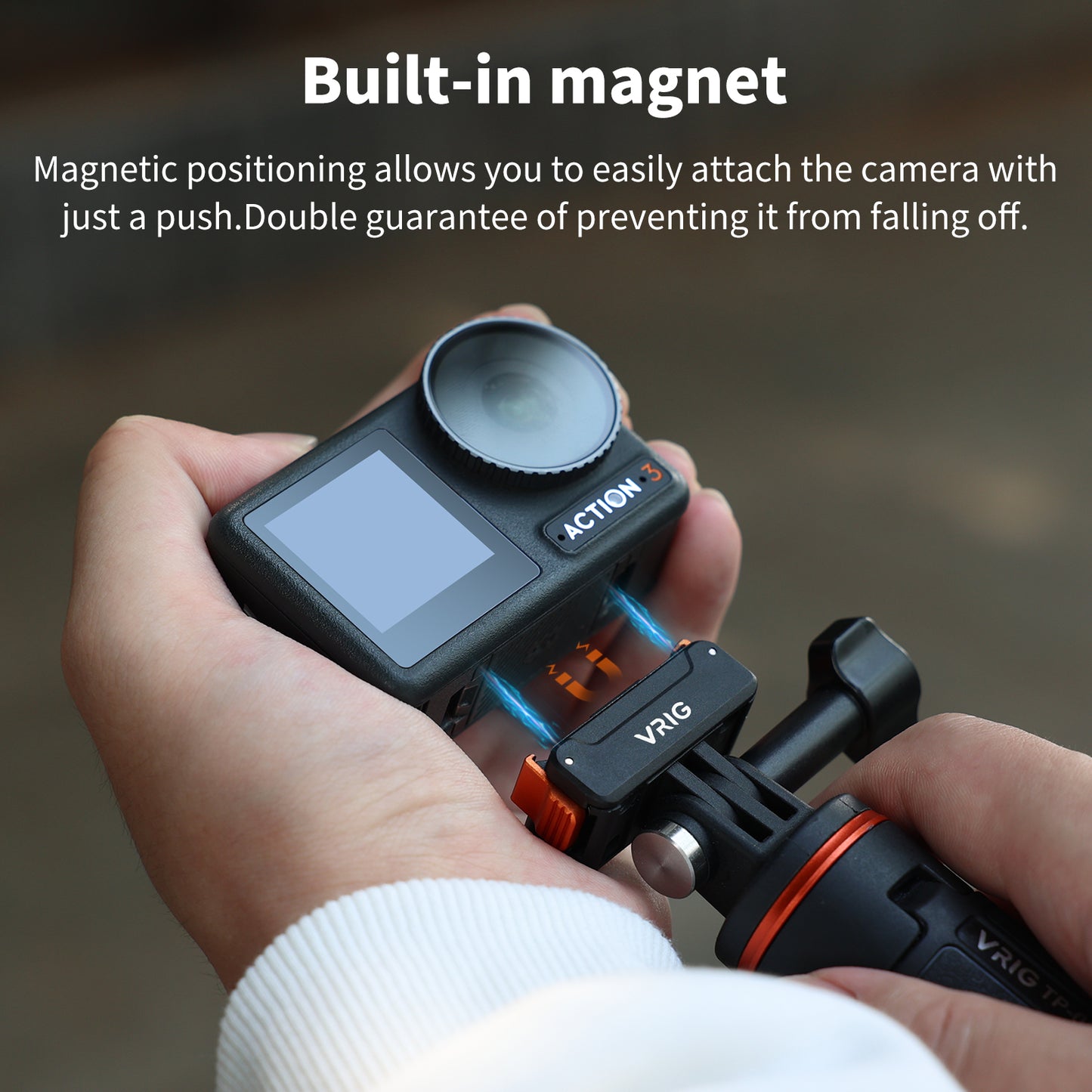 VRIG AC-34 Magnetic Quick Release Adapter Mount Base for DJI Osmo Action 5 Pro / 4/3 / Osmo 360