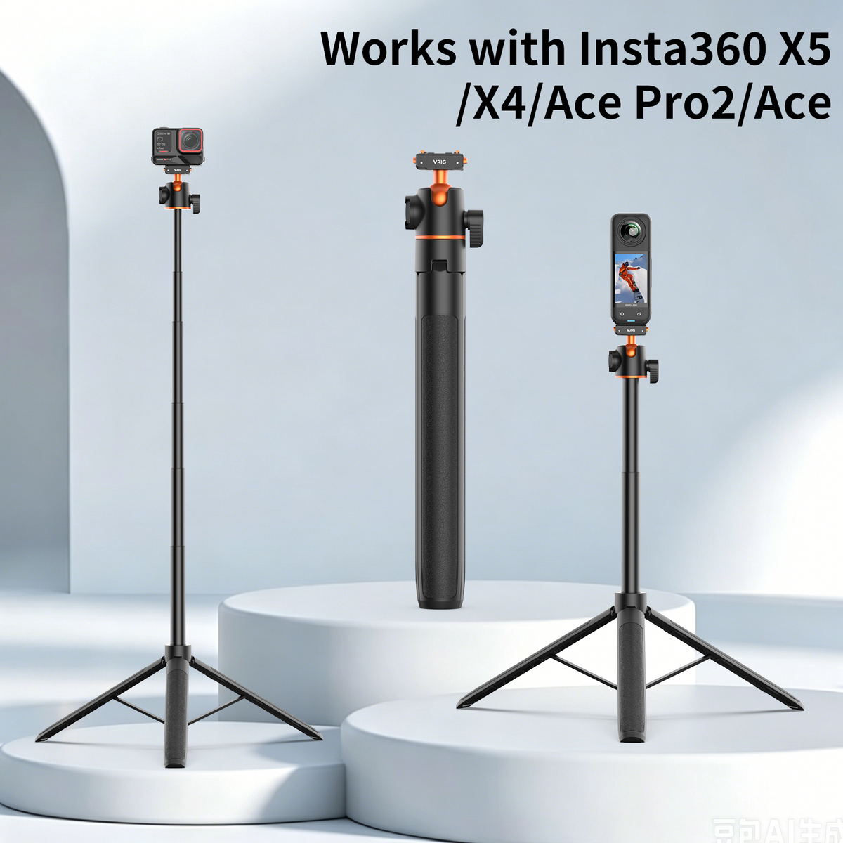 VRIG AC-104 2-in-1 Tripod for Insta 360 Ace Pro 2 with Quick Release Adapter Mount