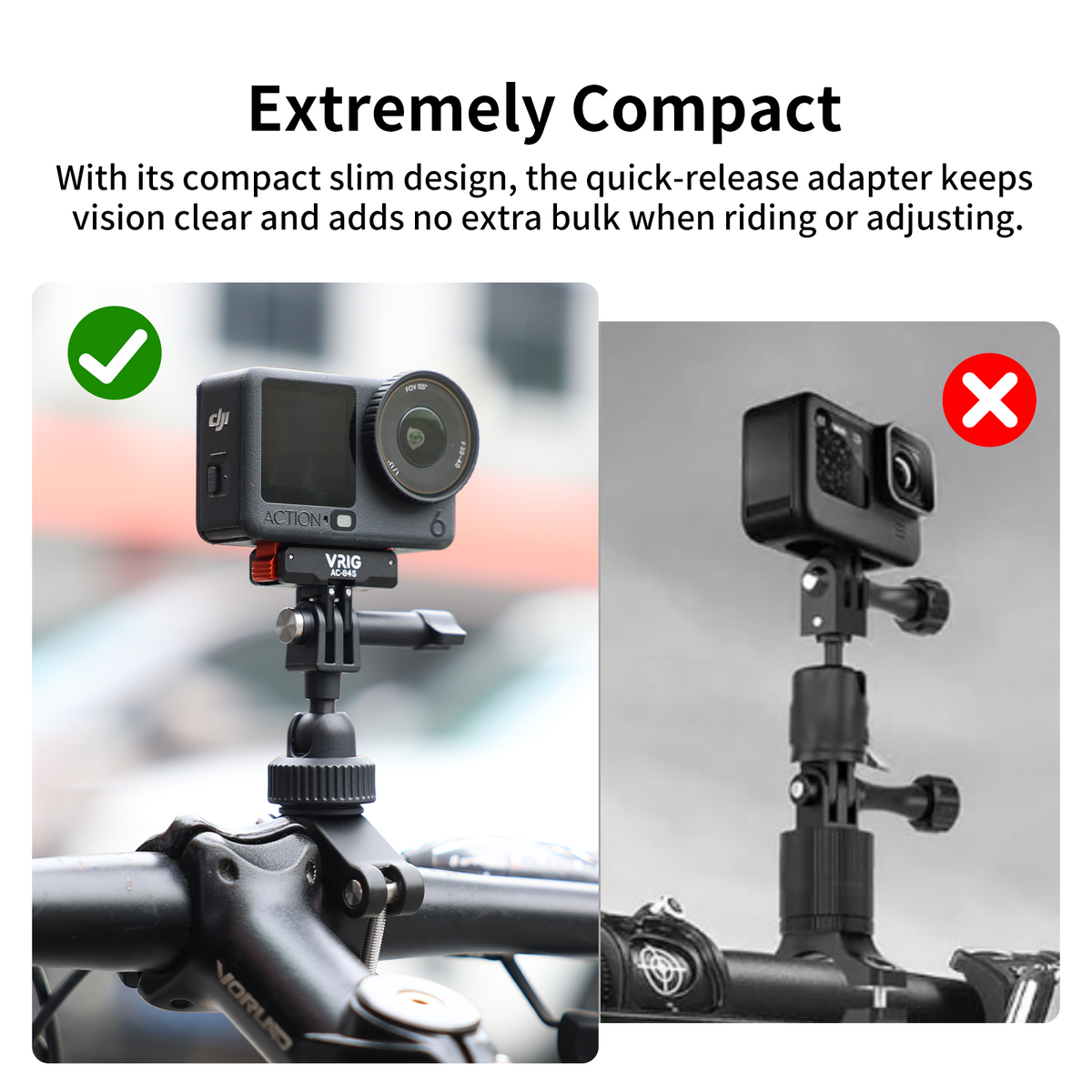VRIG AC-84S 360° Magnetic Quick Release Mount for DJI Osmo Action6,Action5,Action4,Osmo Nano,Osmo 360,Aluminum Base Bracket with 1/4" Screw & Foldable Dual-Claws for Chest Mount,Tripod, Selfie Stick