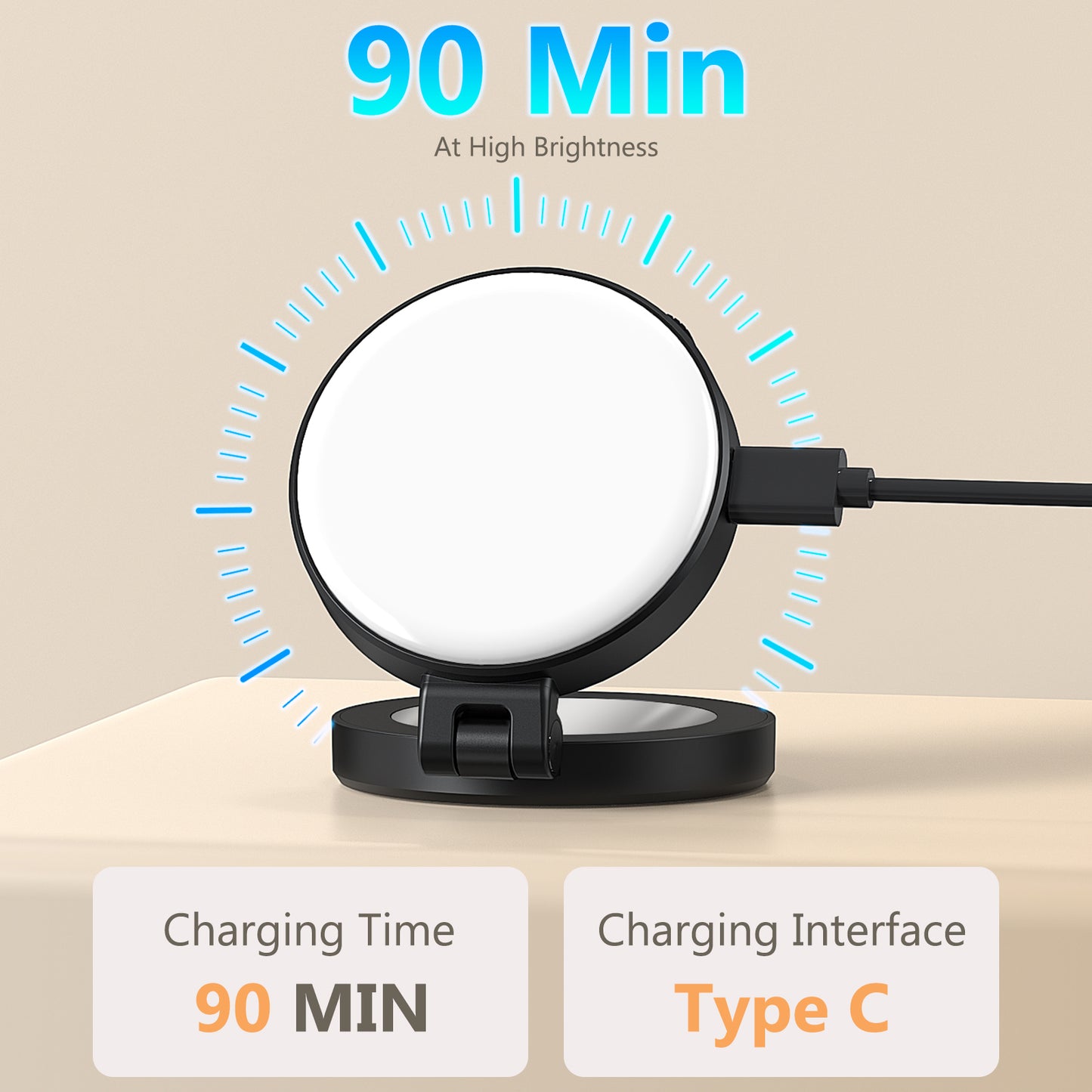 VRIG FD-04 Magnetic Selfie Light with Mirror for iPhone Magsafe(Black)