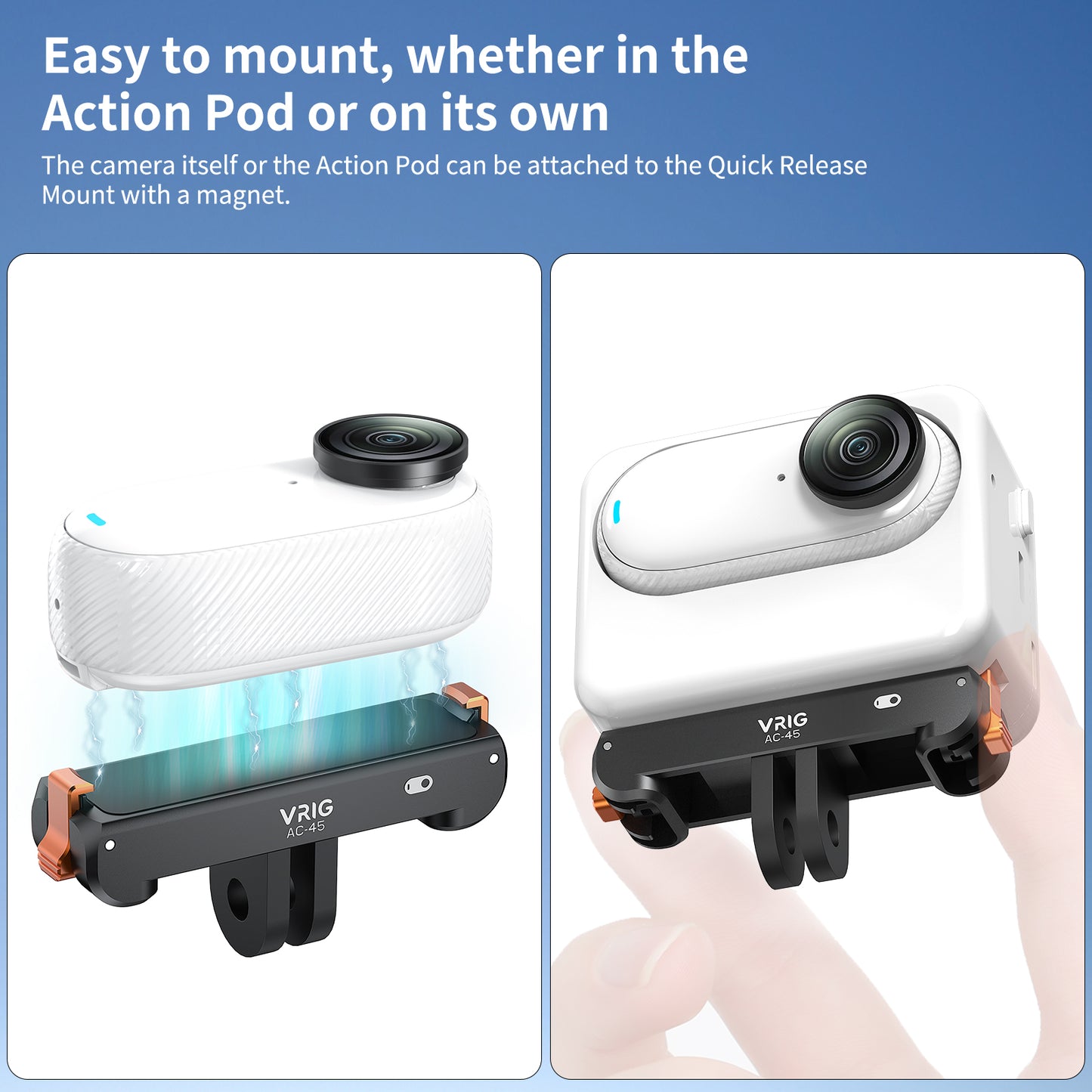 VRIG AC-45 Magnetic Quick Release Mount for Insta360 GO3S /GO3