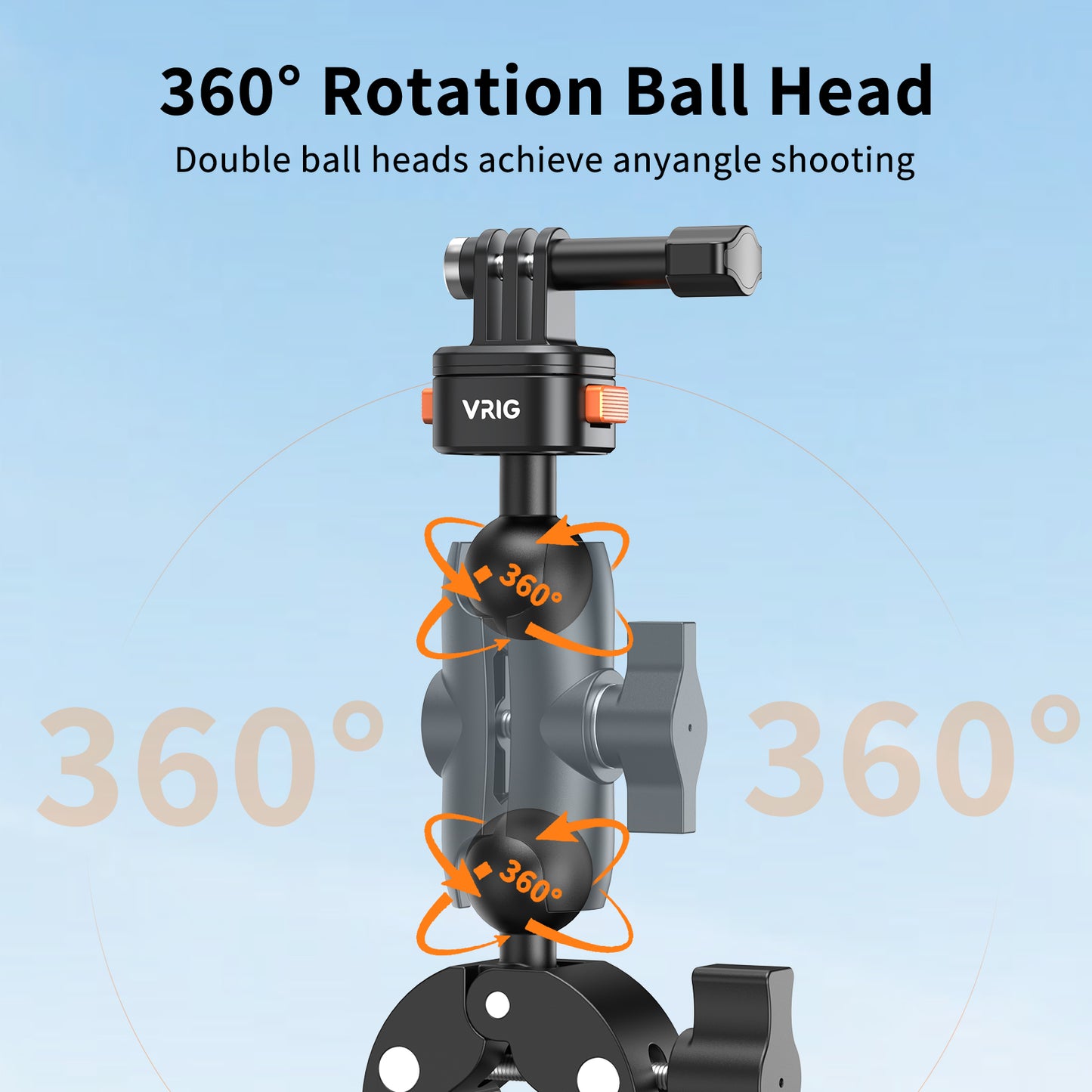VRIG AC-76 Super Clamp Camera Mount with 360° Dual Ball Head