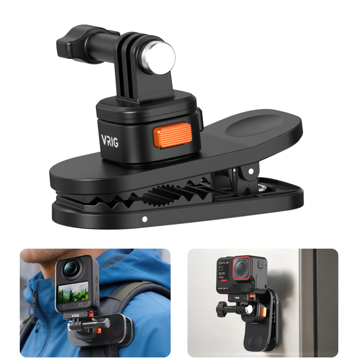 VRIG AC-97 Magnetic Backpack Mount for Action Camera, GoPro-Mount Backpack Clip