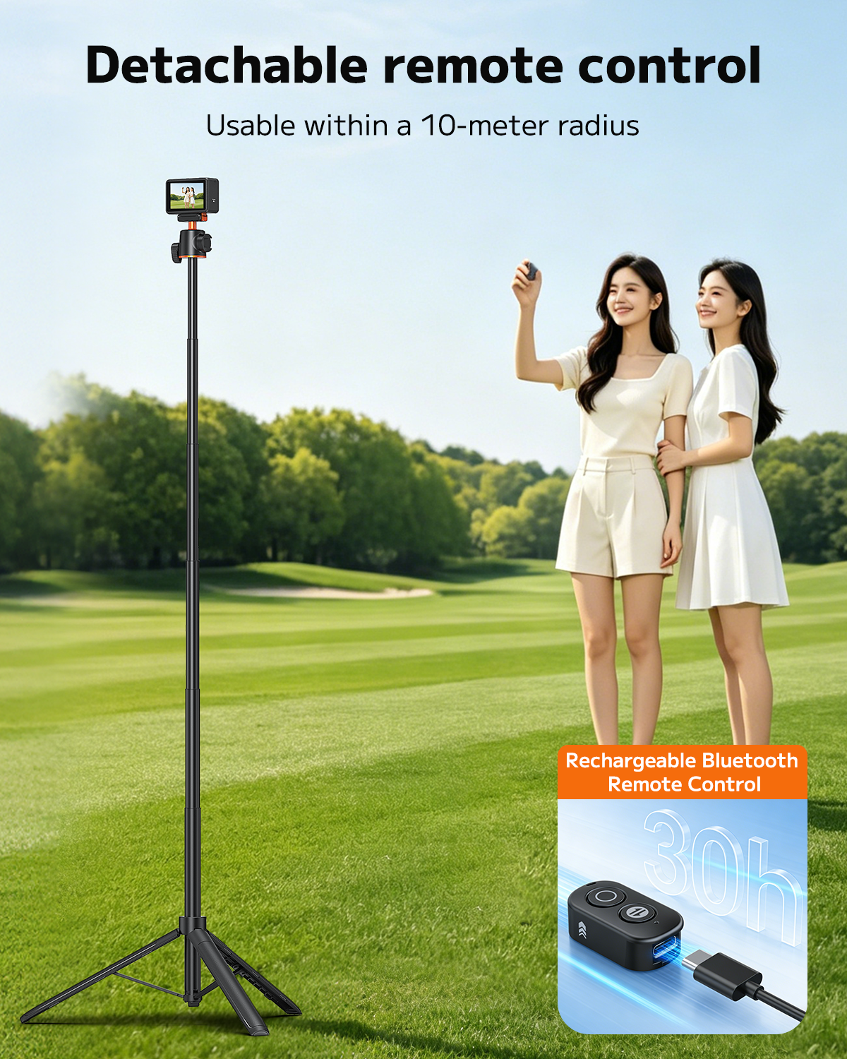 VRIG AC-72 55" Selfie Stick Tripod for DJI Osmo Action 6/5/4,Osmo 360 with Remote