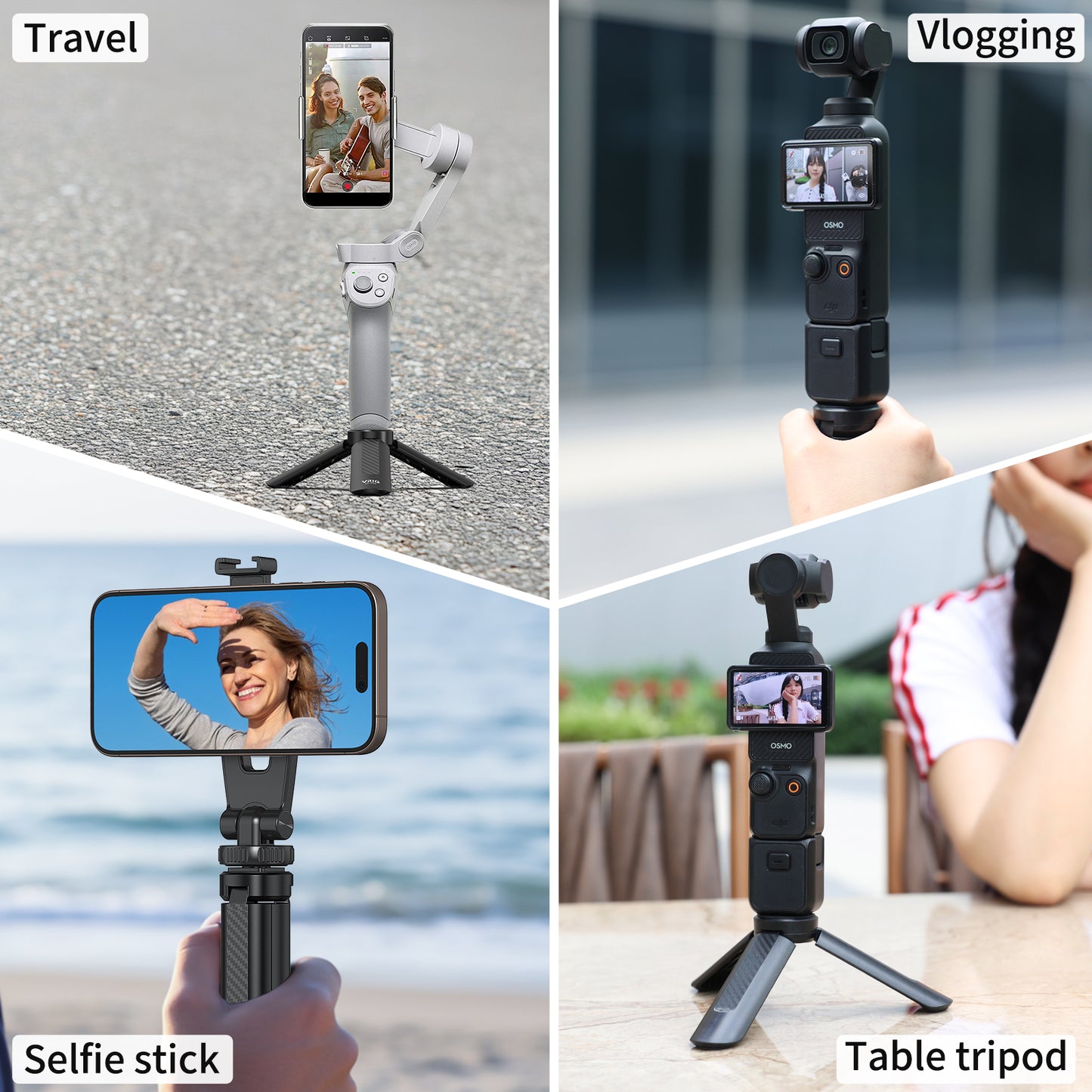 VRIG TP-05S Mini Tripod with 1/4" Screw, Desktop Tabletop Stand