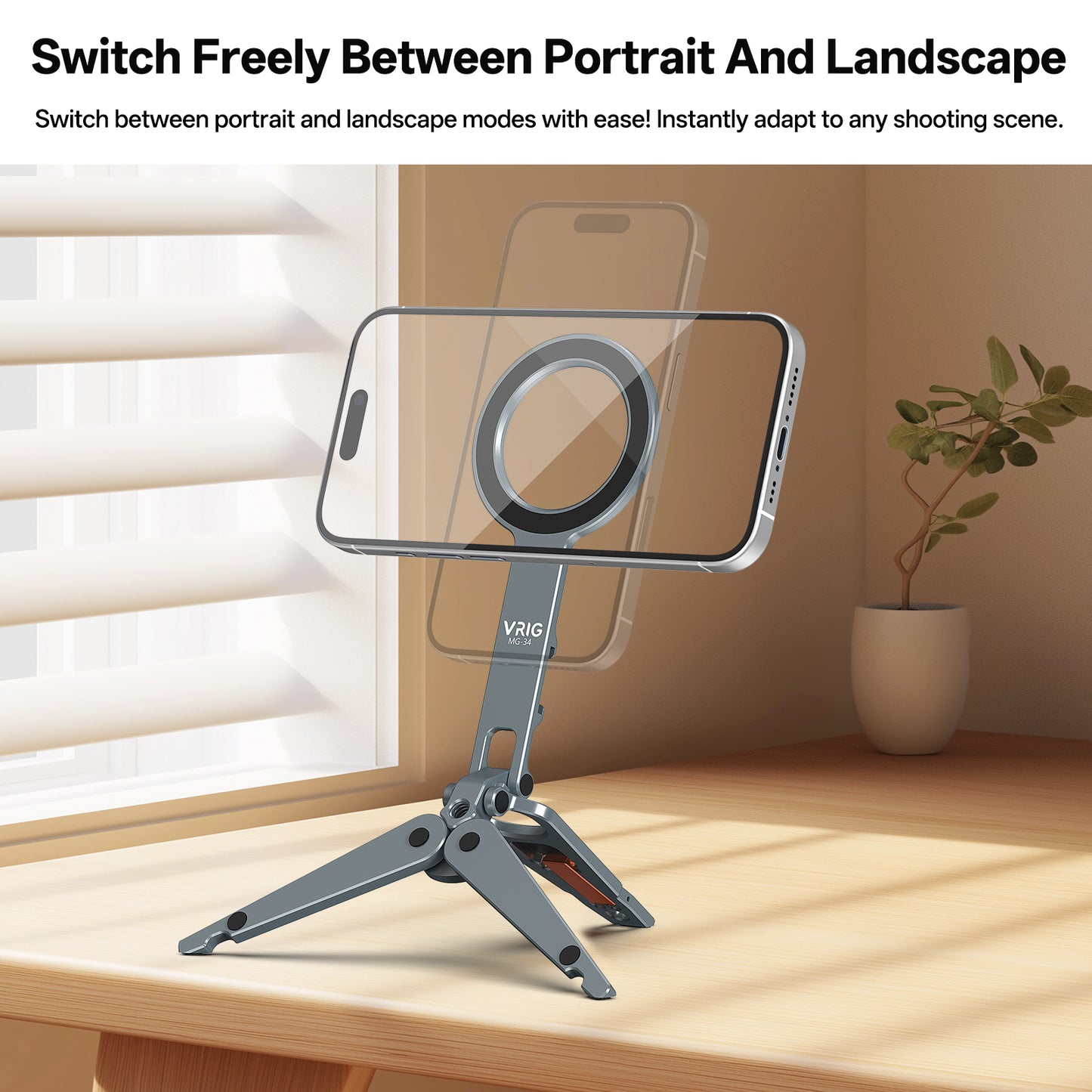 VRIG MG-34 Magnetic Phone Tripod Stand for iPhone