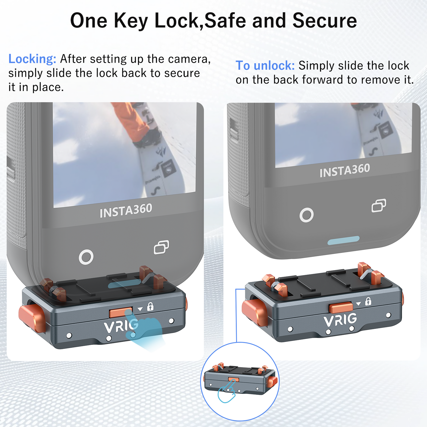 VRIG AC-64 Quick Release Mount 2.0, Safety Lock Mechanism Magnetic Base for Insta 360 X5/ X4 Air/Ace Pro 2/ Ace Pro/Ace