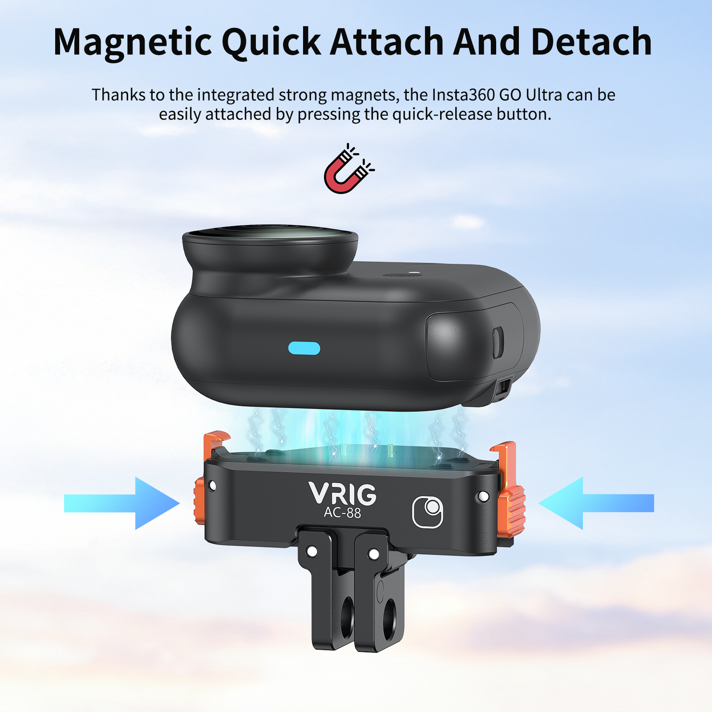 VRlG AC-88 Magnetic Quick Release Mount for Insta360 GO Ultar with Charging