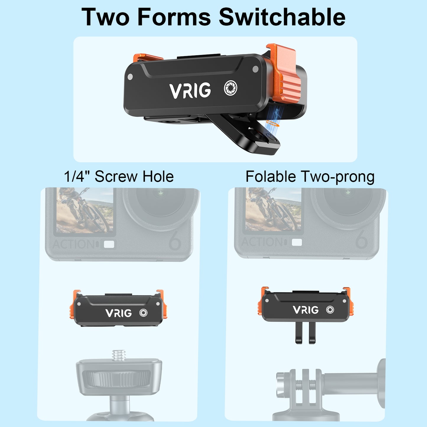 VRIG AC-65 Magnetic Quick-Release Adapter Mount for DJI Osmo Nano/Action 6