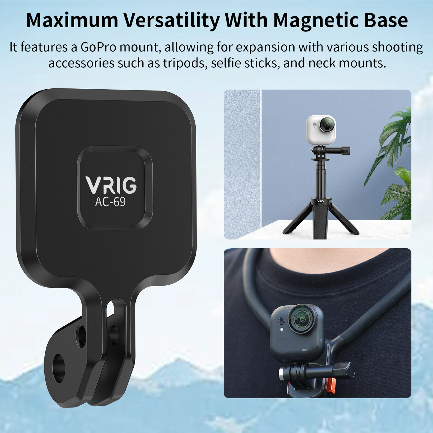 VRIG AC69 Quick-Mounting Magnetic Base for Insta360 GO Ultra Accessories
