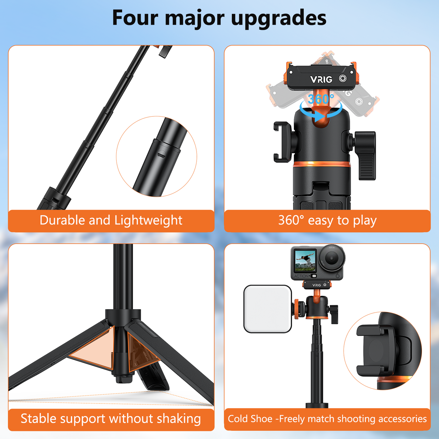 VRIG AC-40N Action Camera Selfie Stick Tripod for DJI Osmo Nano/Action 6