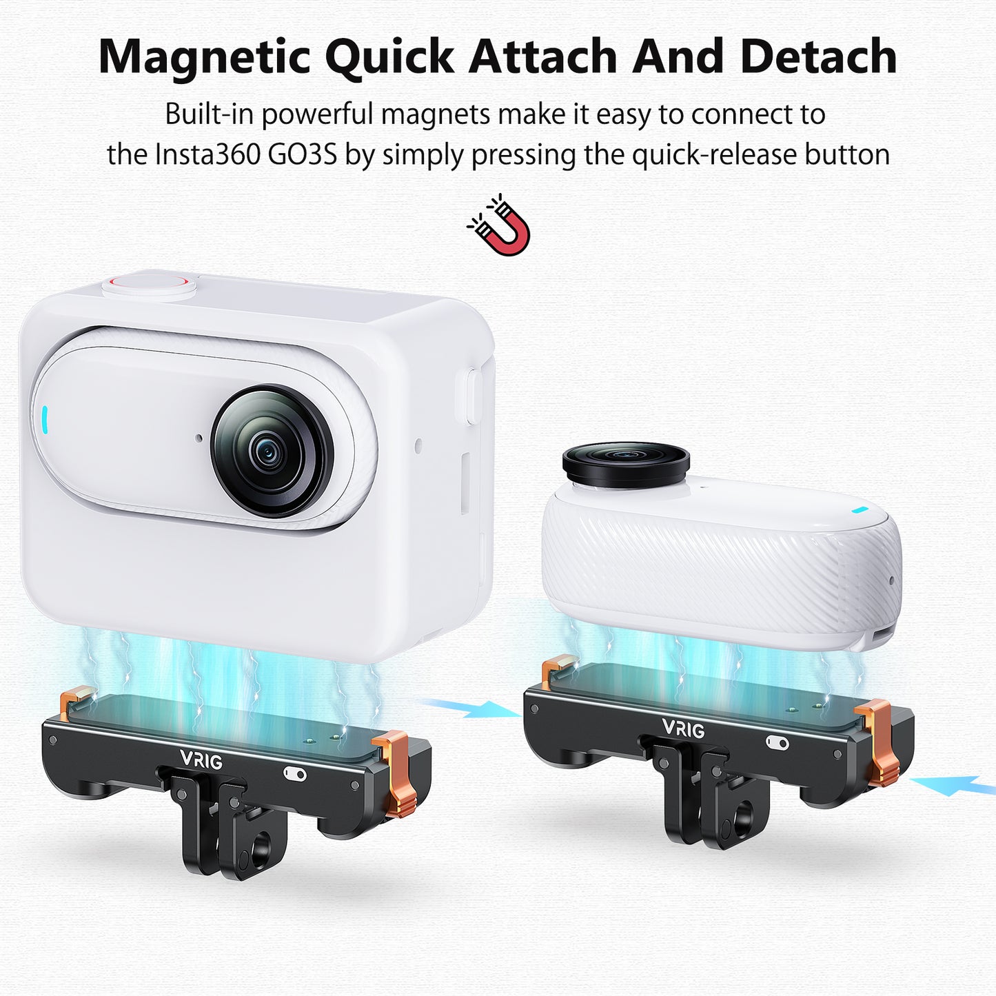 VRIG AC-39 Magnetic Quick Release Mount with Charging Port for Insta 360 GO 3 / GO 3S