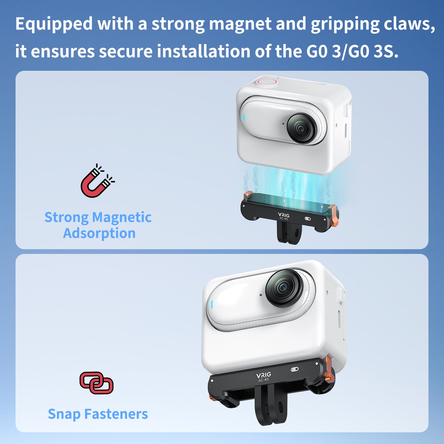 VRIG AC-45 Magnetic Quick Release Mount for Insta360 GO3S /GO3