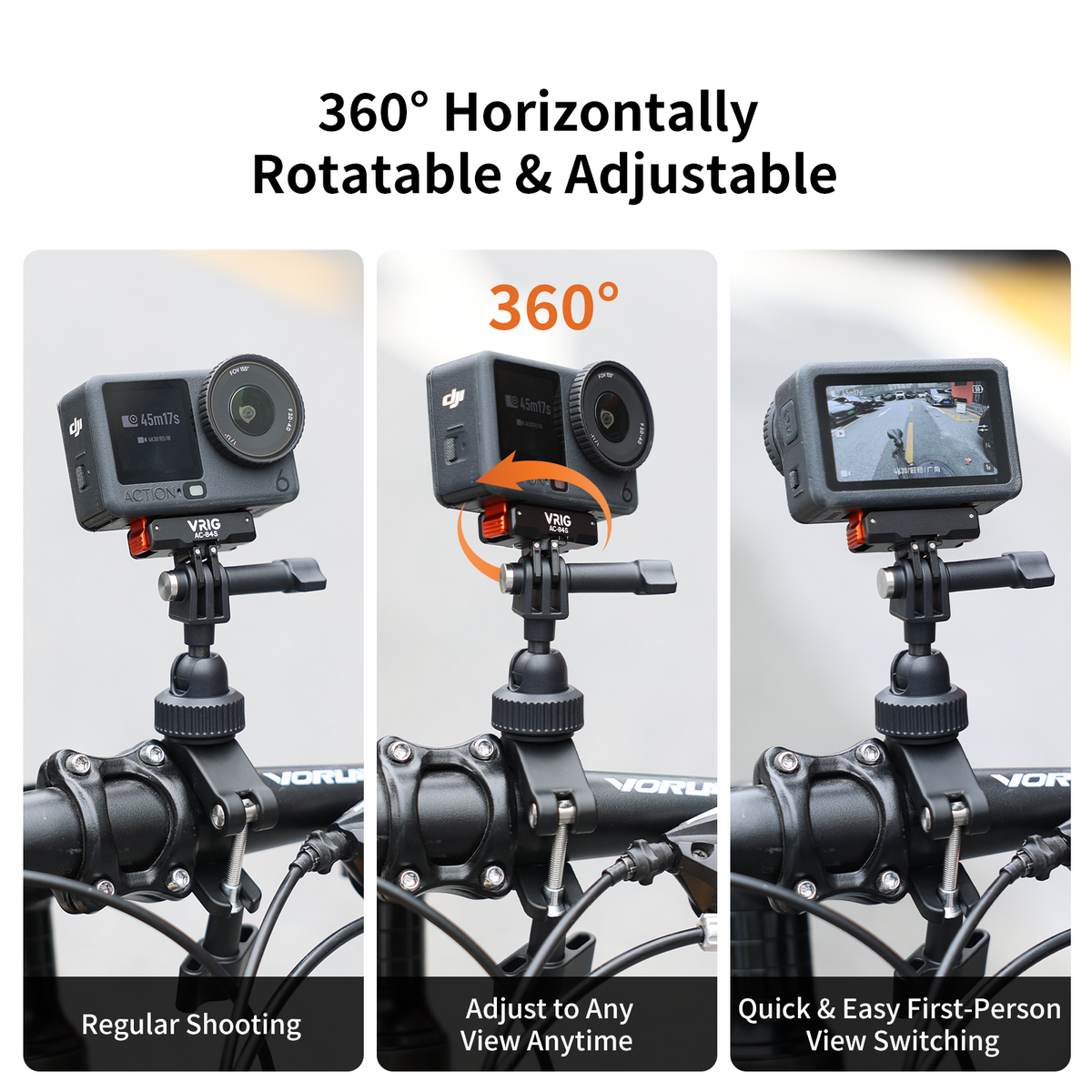 VRIG AC-84S 360° Magnetic Quick Release Mount for DJI Osmo Action6,Action5,Action4,Osmo Nano,Osmo 360,Aluminum Base Bracket with 1/4" Screw & Foldable Dual-Claws for Chest Mount,Tripod, Selfie Stick