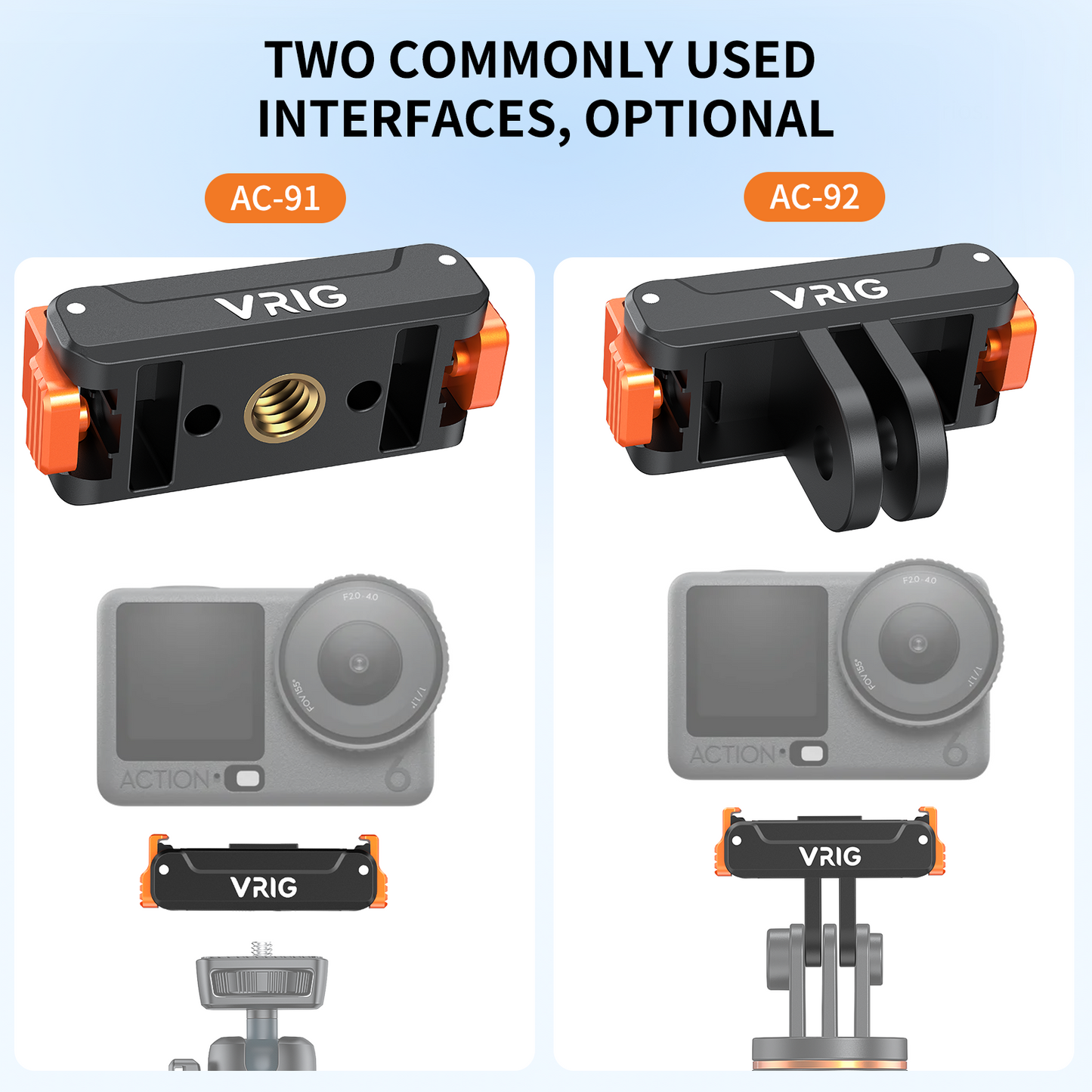 VRIG AC-92 Magnetic Mount Adapter for DJI OSMO Action 6/5/4/3/Osmo 360/Osmo Nano, Quick-Release Extension Base Bracket with Adapter Connector for Tripod, Selfie Sticks, Vlogging Accessories