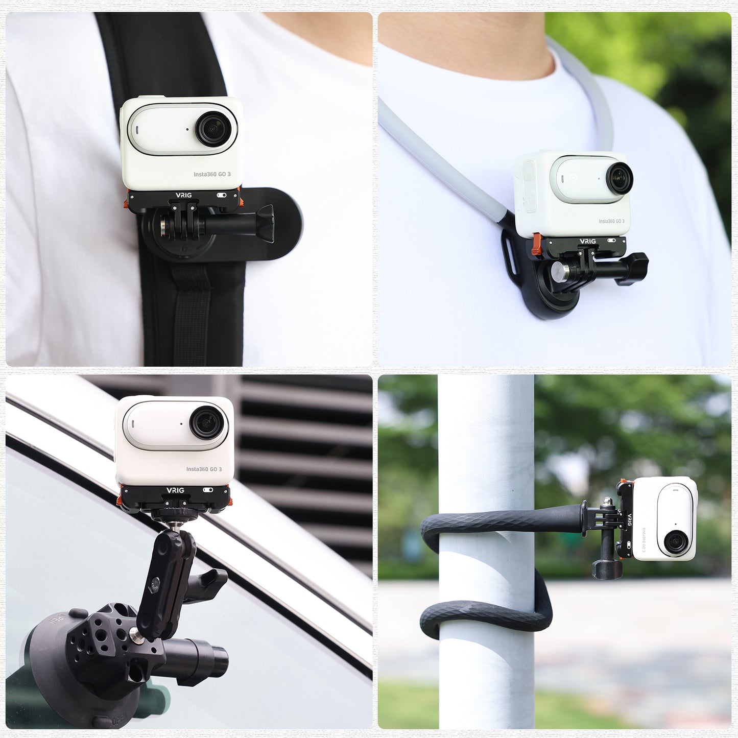 VRIG AC-39 Magnetic Quick Release Mount with Charging Port for Insta 360 GO 3 / GO 3S