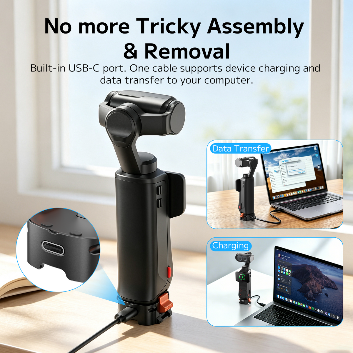 VRIG AC-125 Aluminum Desktop Charging Adapter Base for Insta360 Luna Ultra/Pro