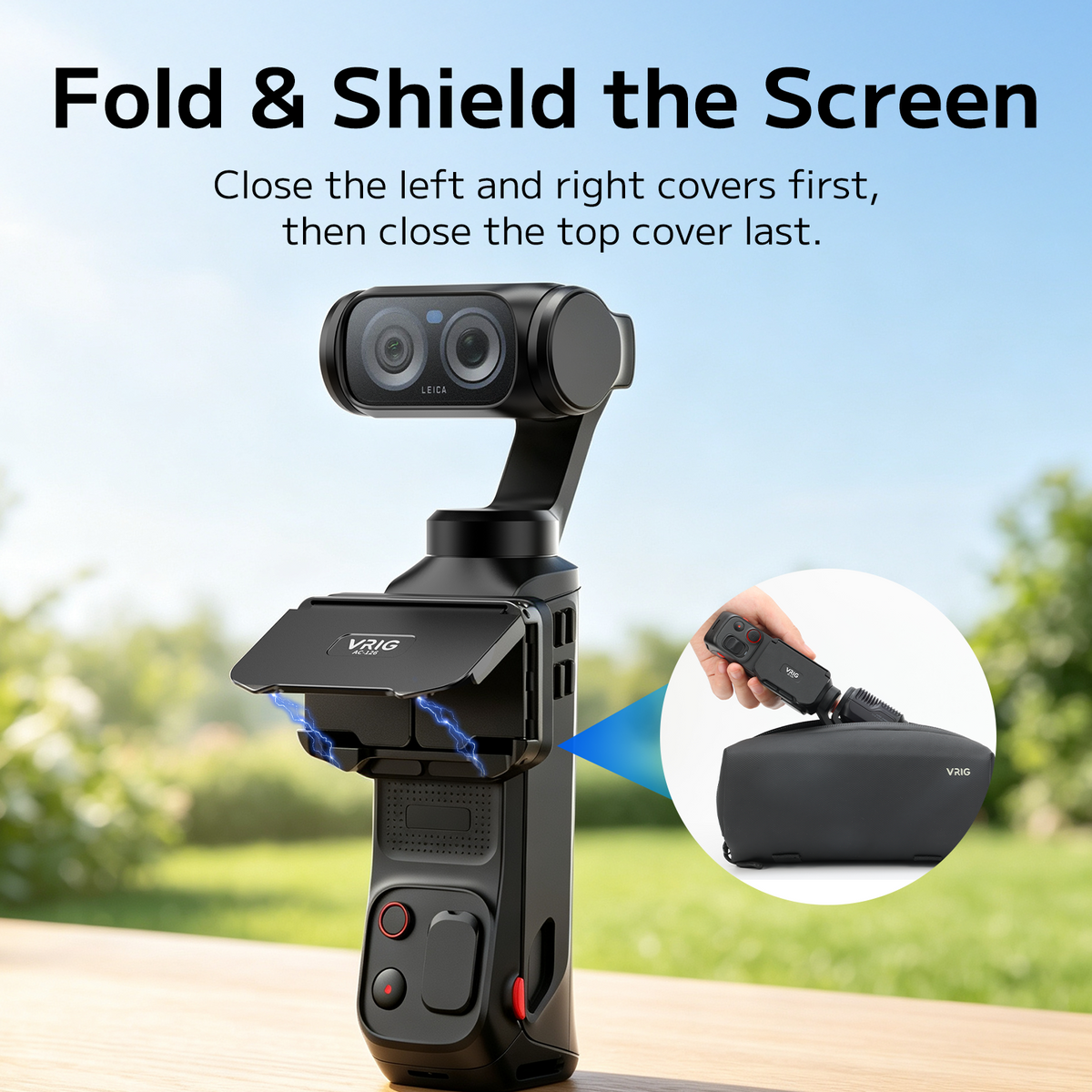 VRIG AC-126 Foldable Screen Sun Shade Case for Insta360 Luna Ultra, Portable Anti-Glare Protector for Outdoor Shooting, Gimbal Screen Protective Sunshade Cover for Insta360 Luna Ultra Accessories