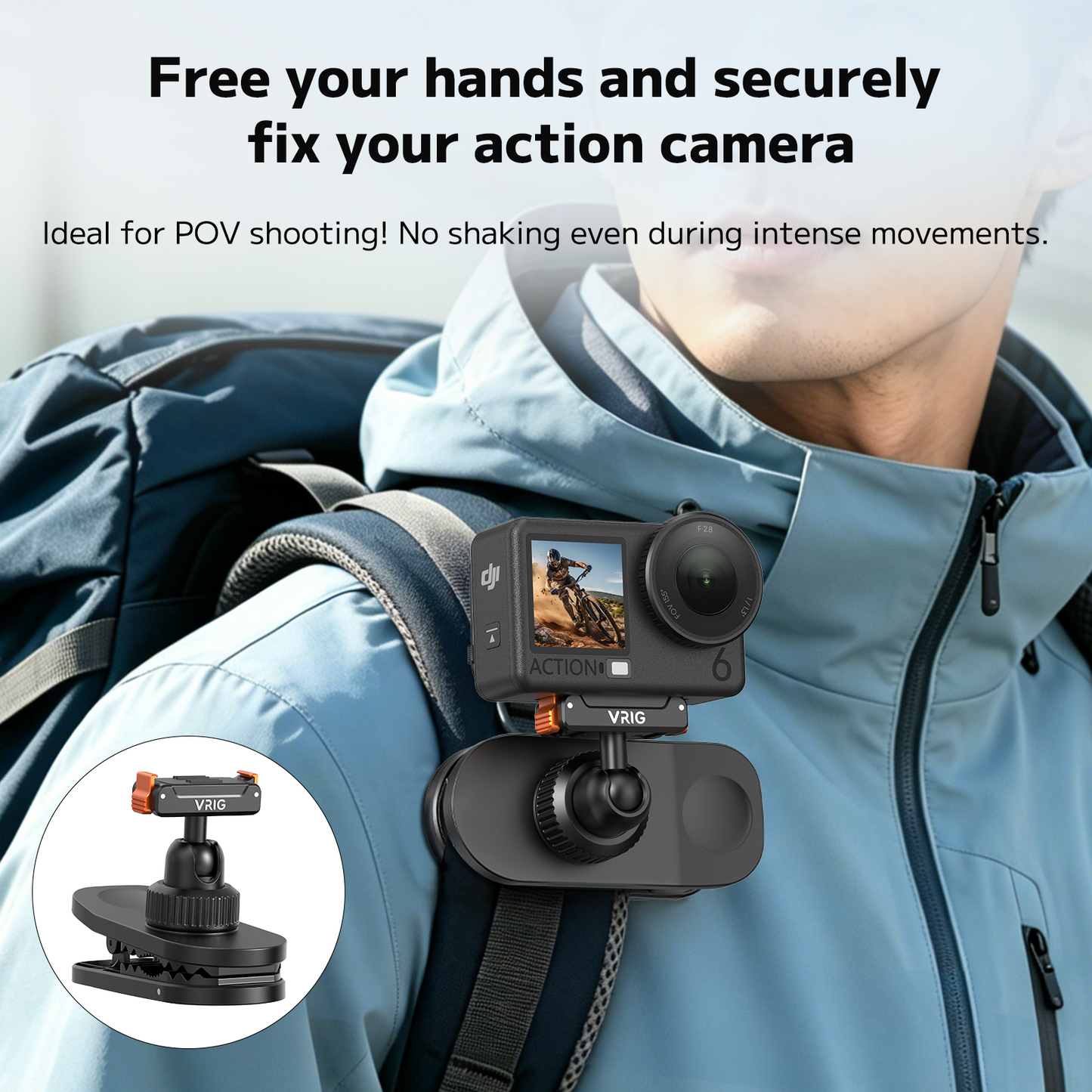 VRIG AC-99 Magnetic Backpack Mount for DJI Osmo Action 6/5/4/3,Osmo 360,Osmo Nano